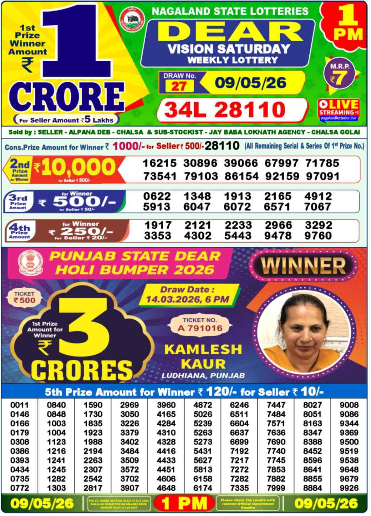 Nagaland state Lottery 09.05.26