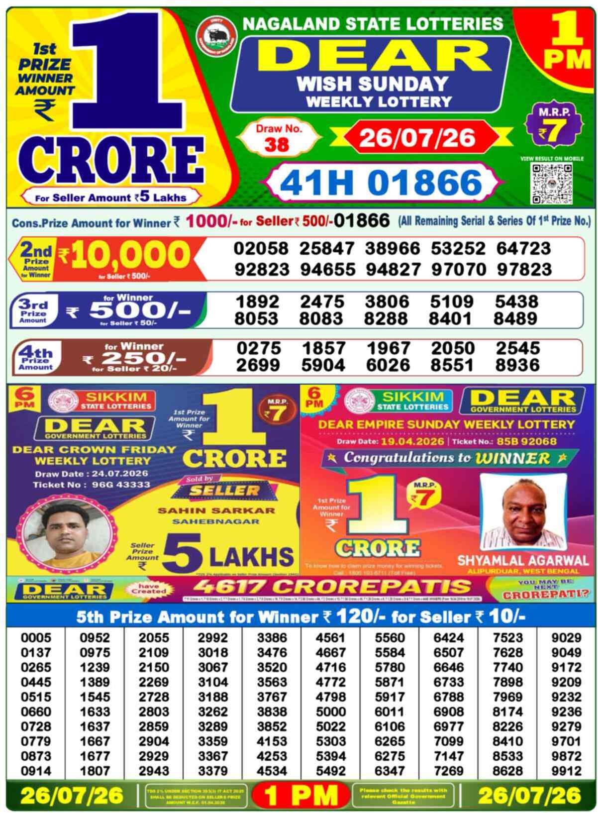 Nagaland state Lottery 26.07.26