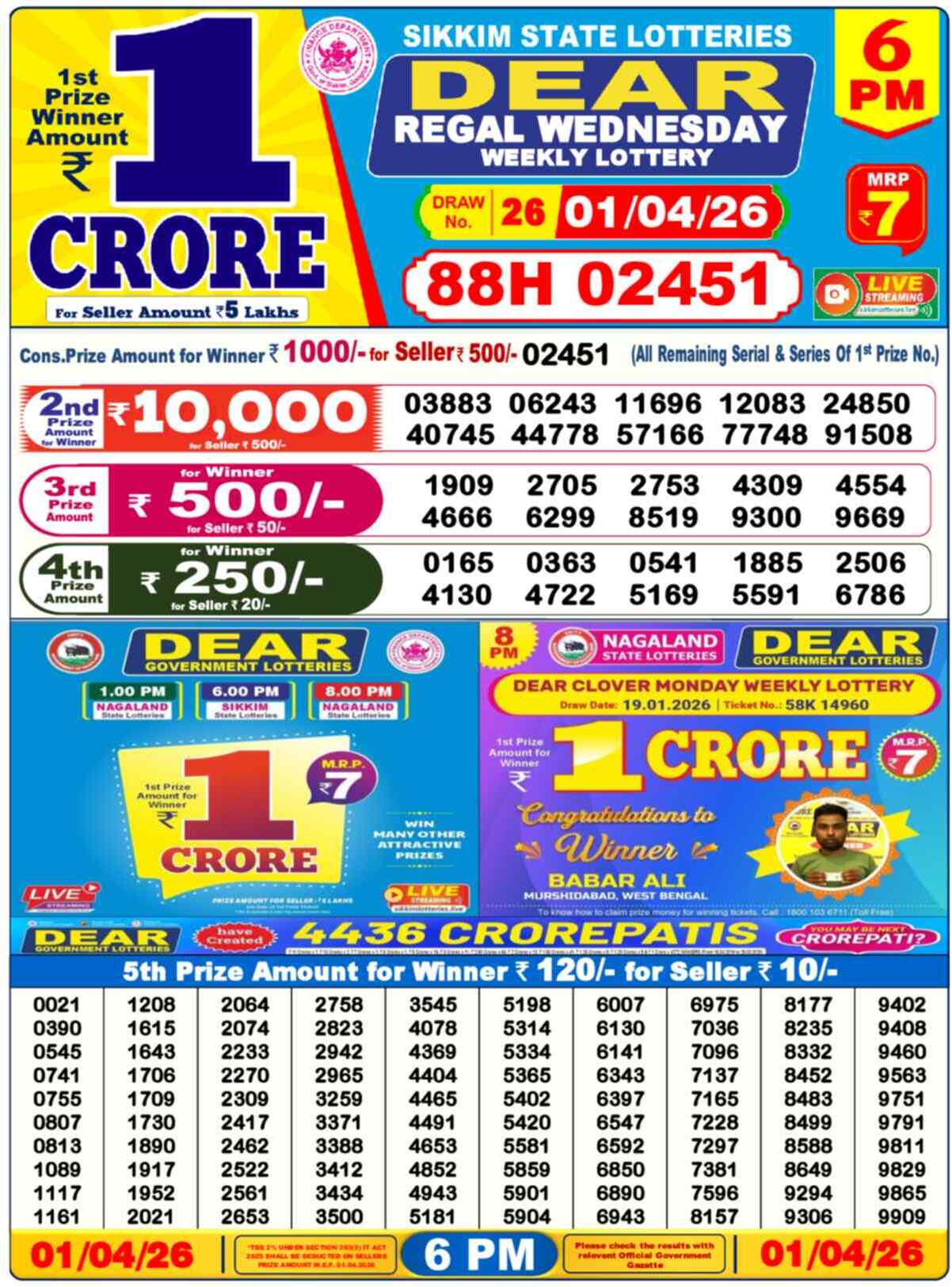Dear Lottery 01.04.26