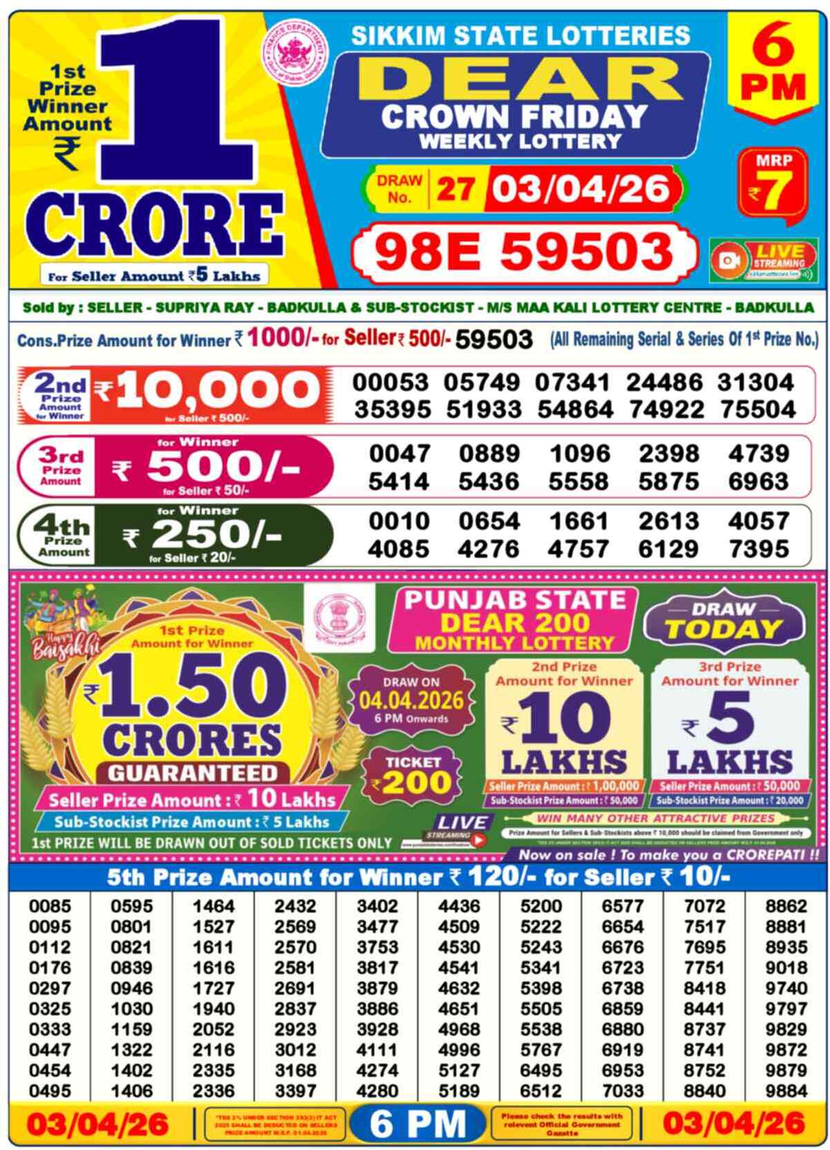 Dear Lottery 03.04.26