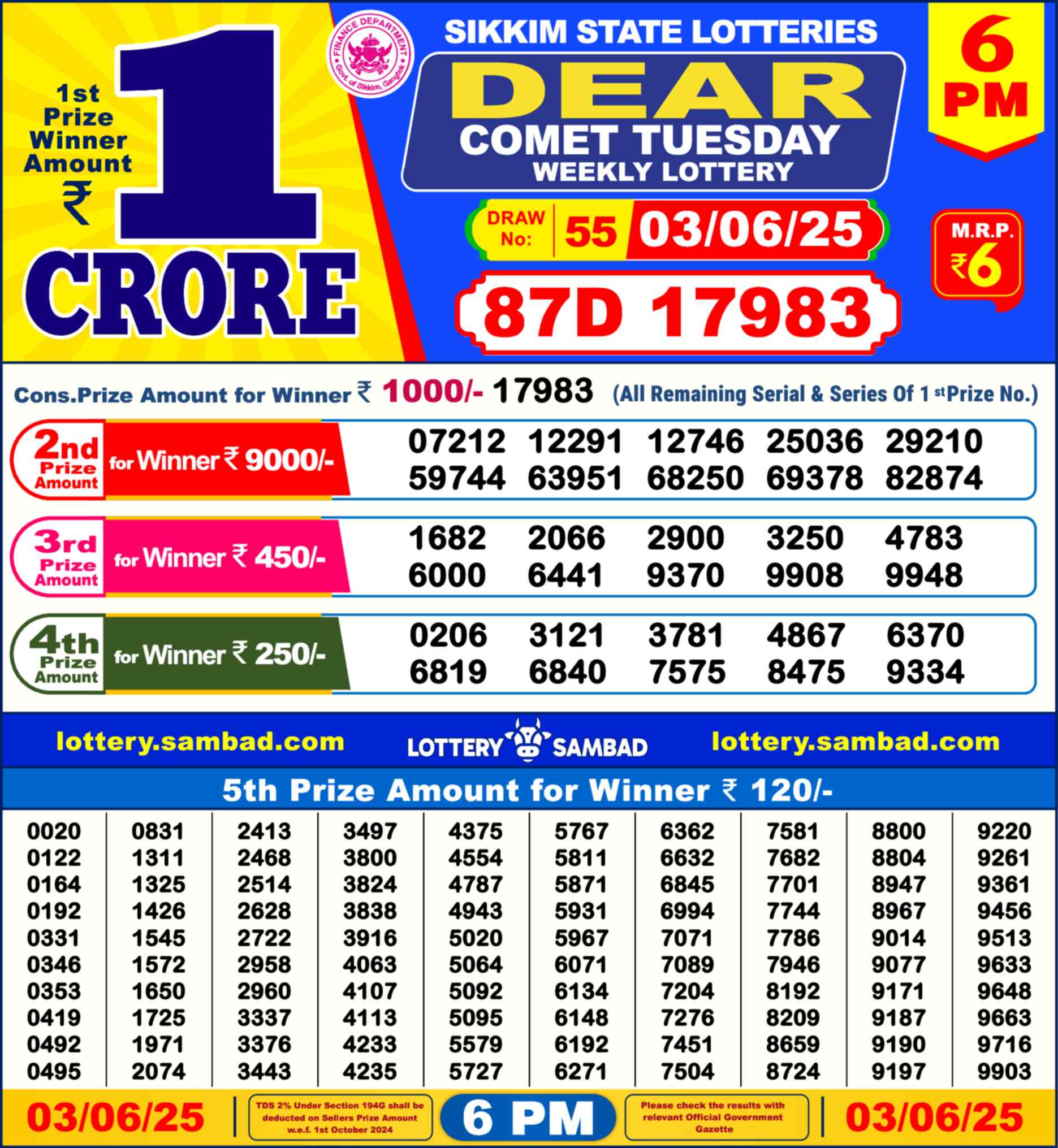 Dear Lottery 03.06.25