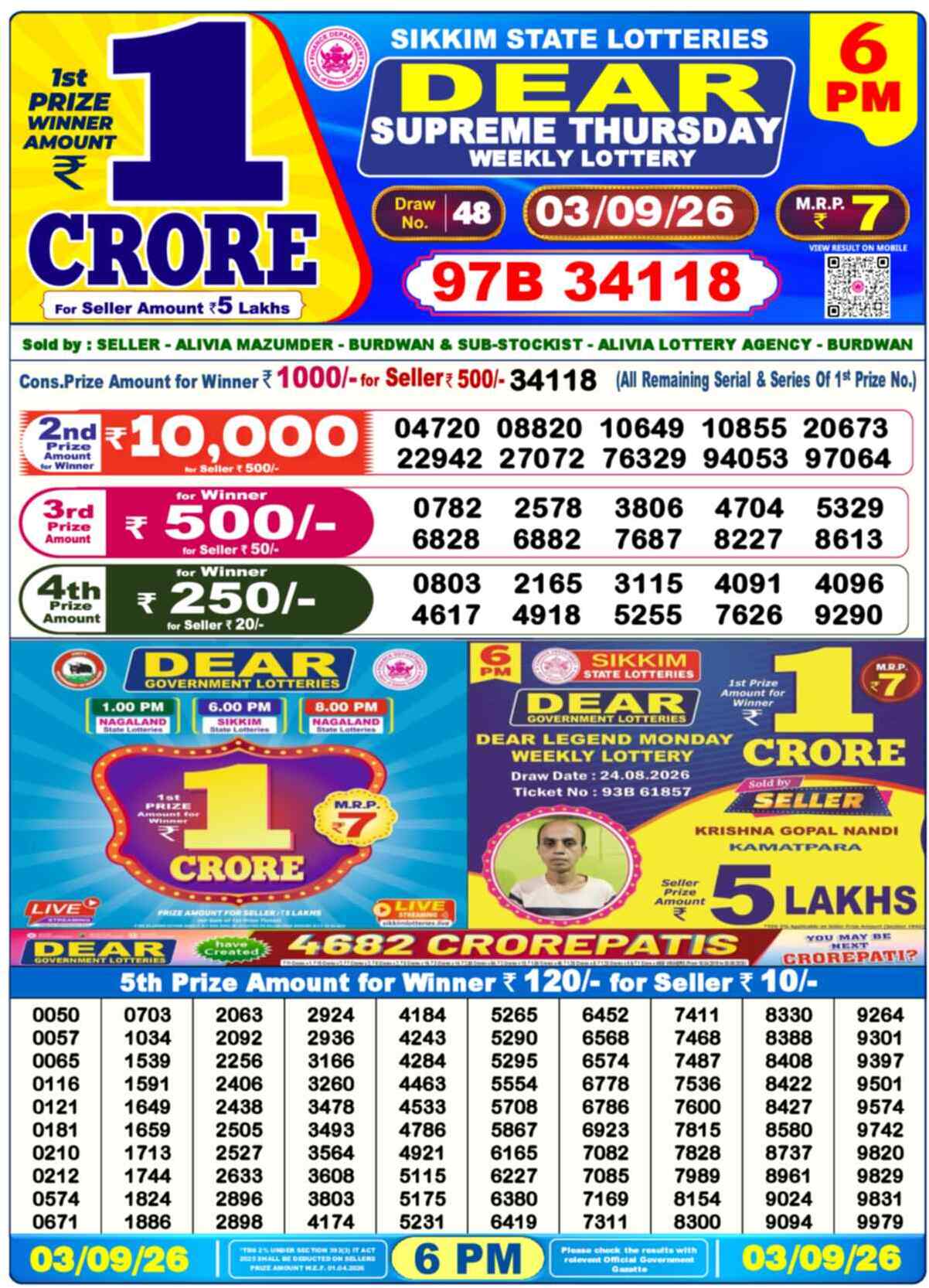 Dear Lottery 03.09.26