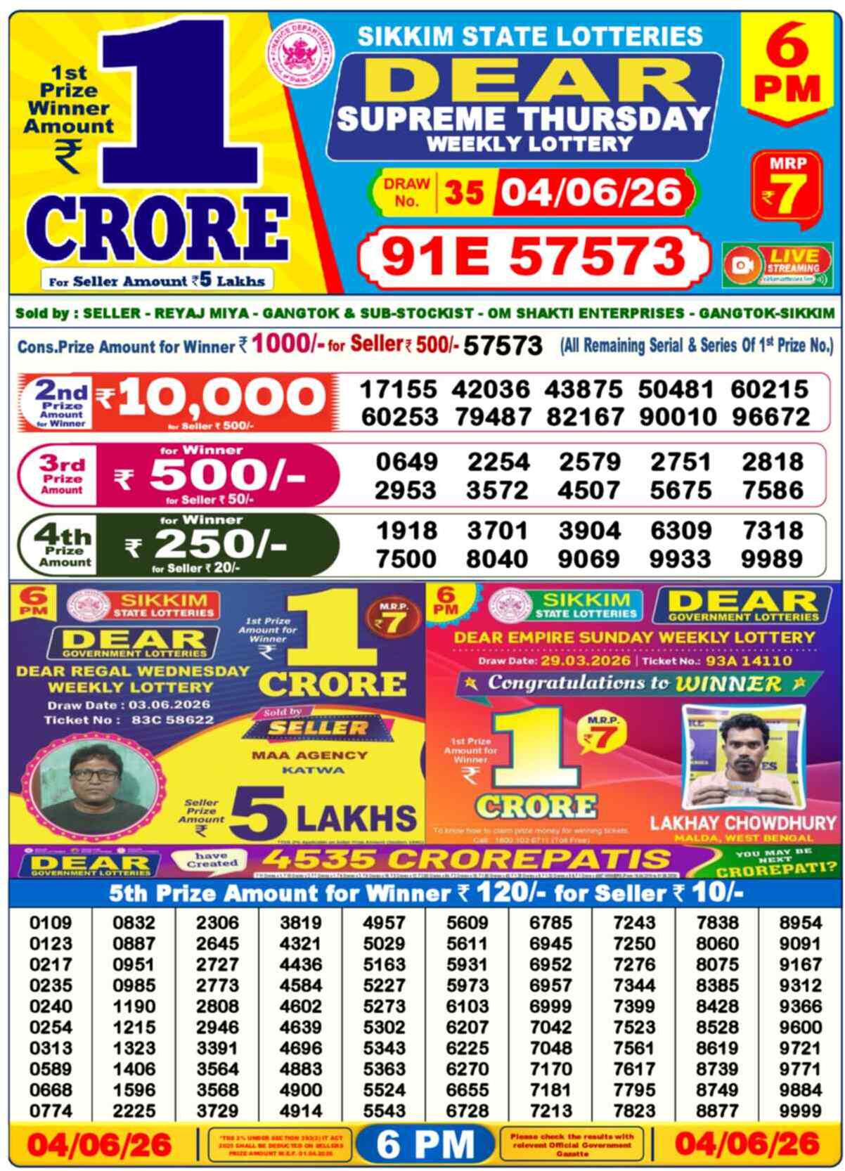 Dear Lottery 04.06.26