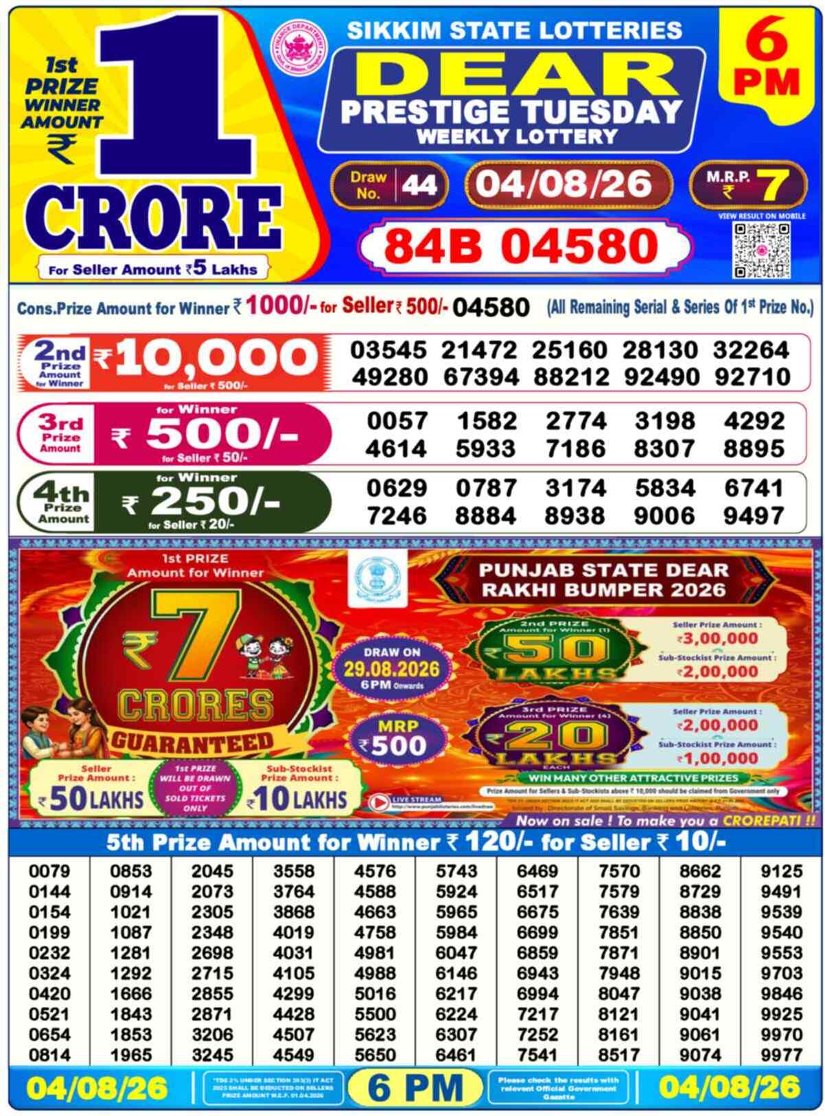 Dear Lottery 04.08.26