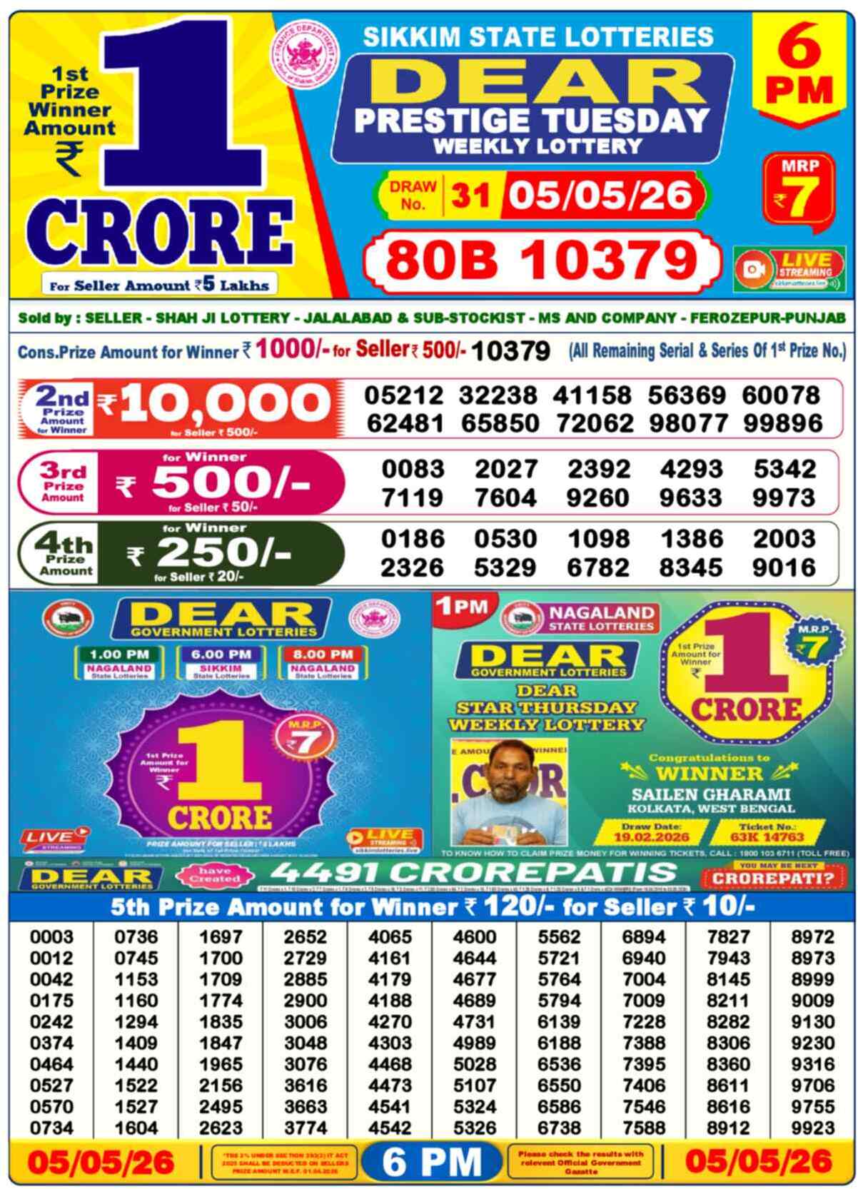 Dear Lottery 05.05.26