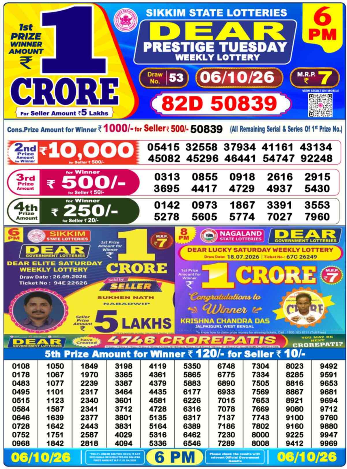 Dear Lottery 06.10.26