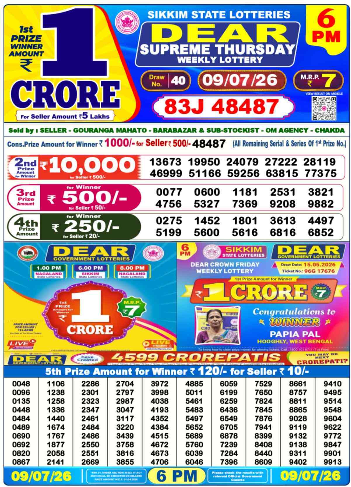 Dear Lottery 09.07.26