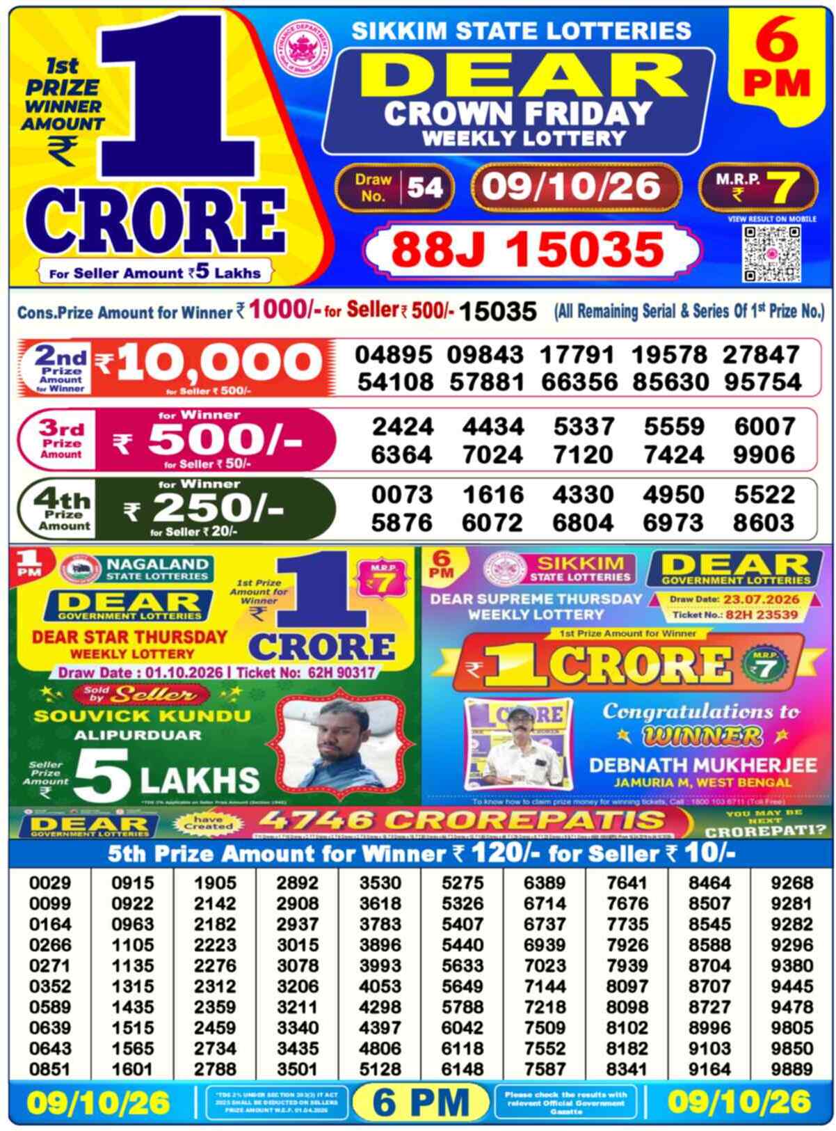 Dear Lottery 09.10.26