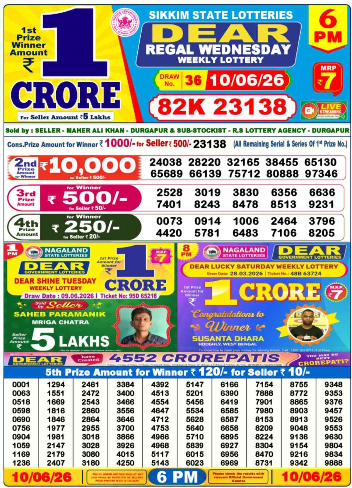 Dear Lottery 10.06.26