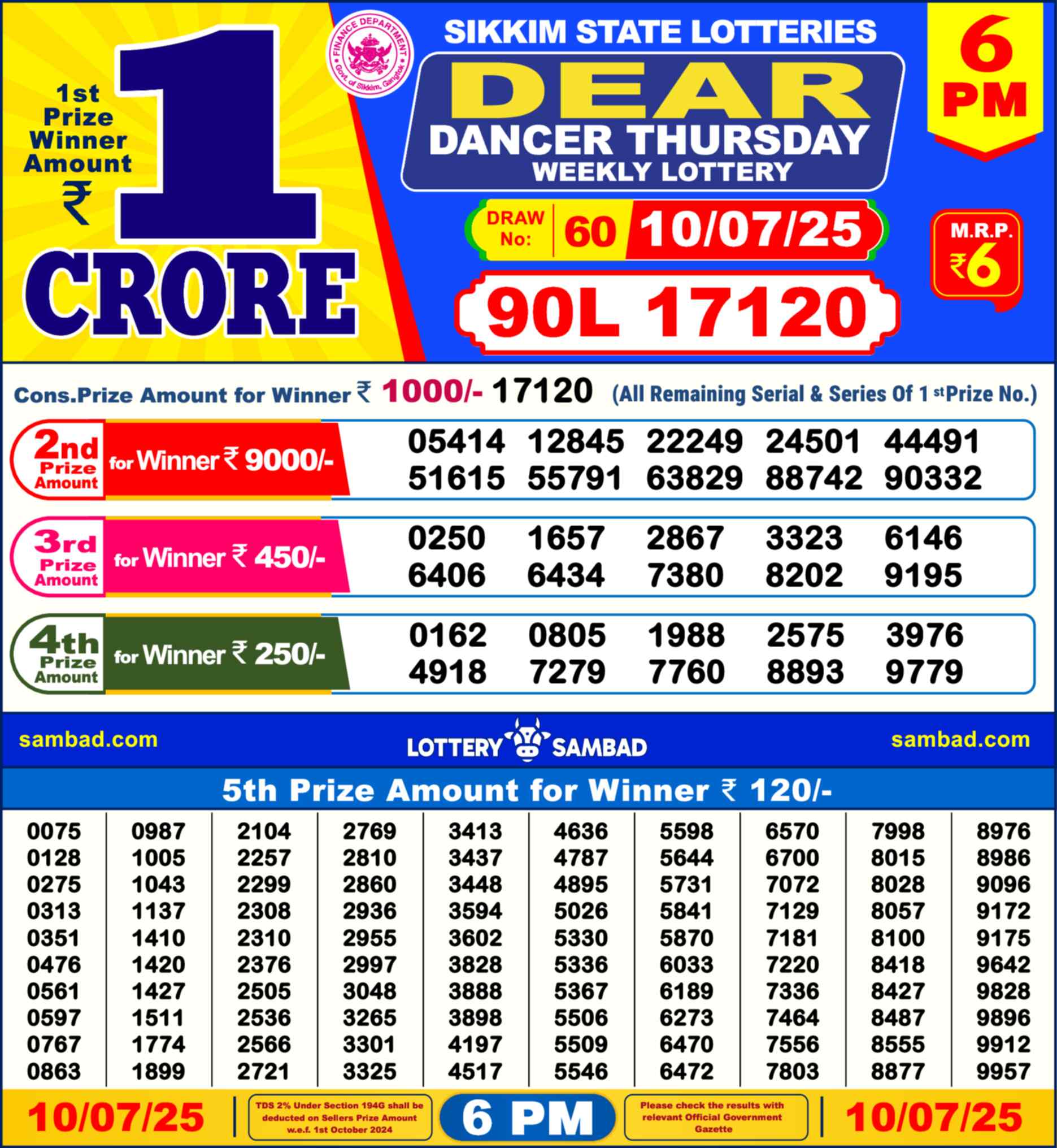 Dear Lottery 10.07.25