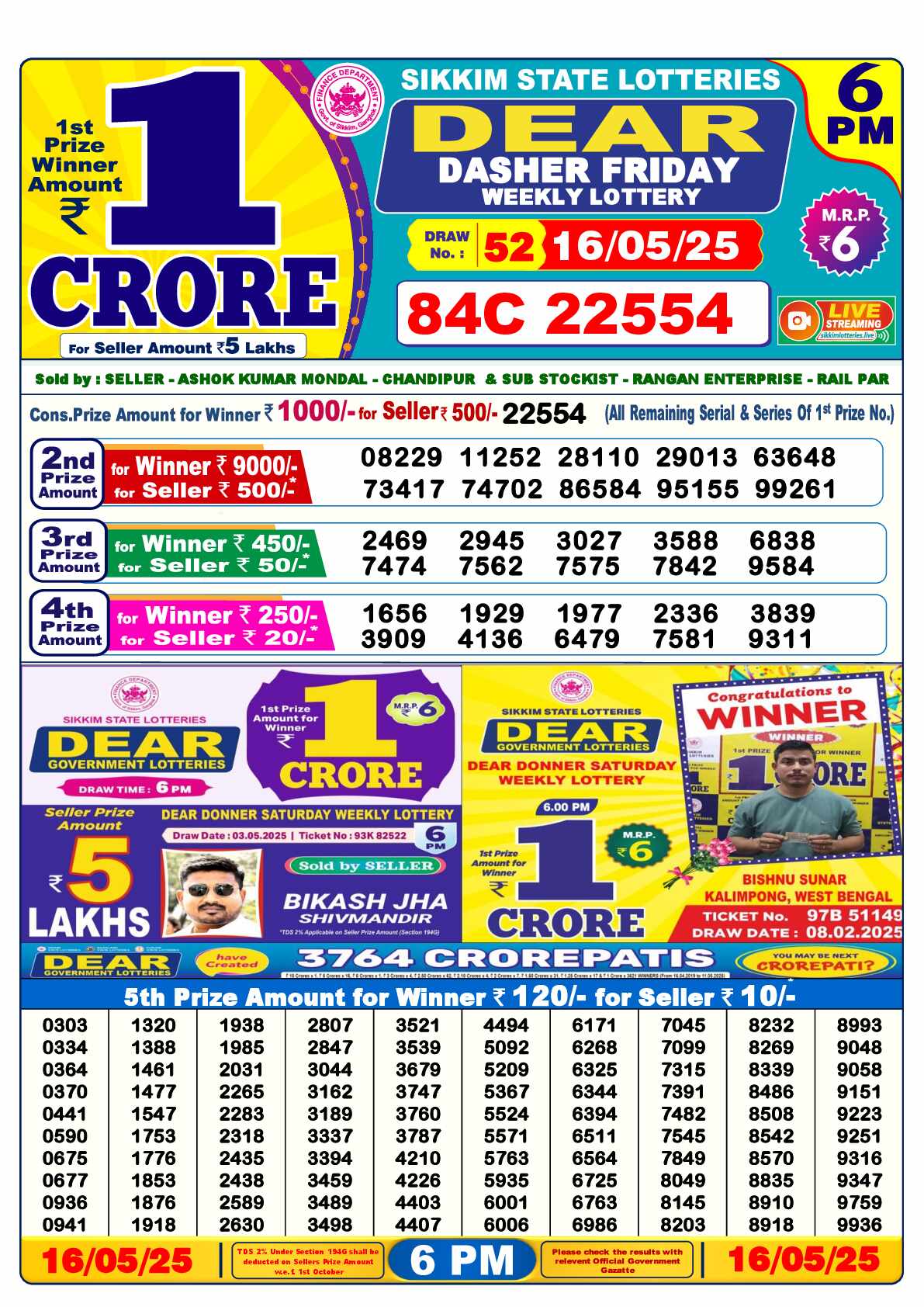 Dear Lottery 16.05.25