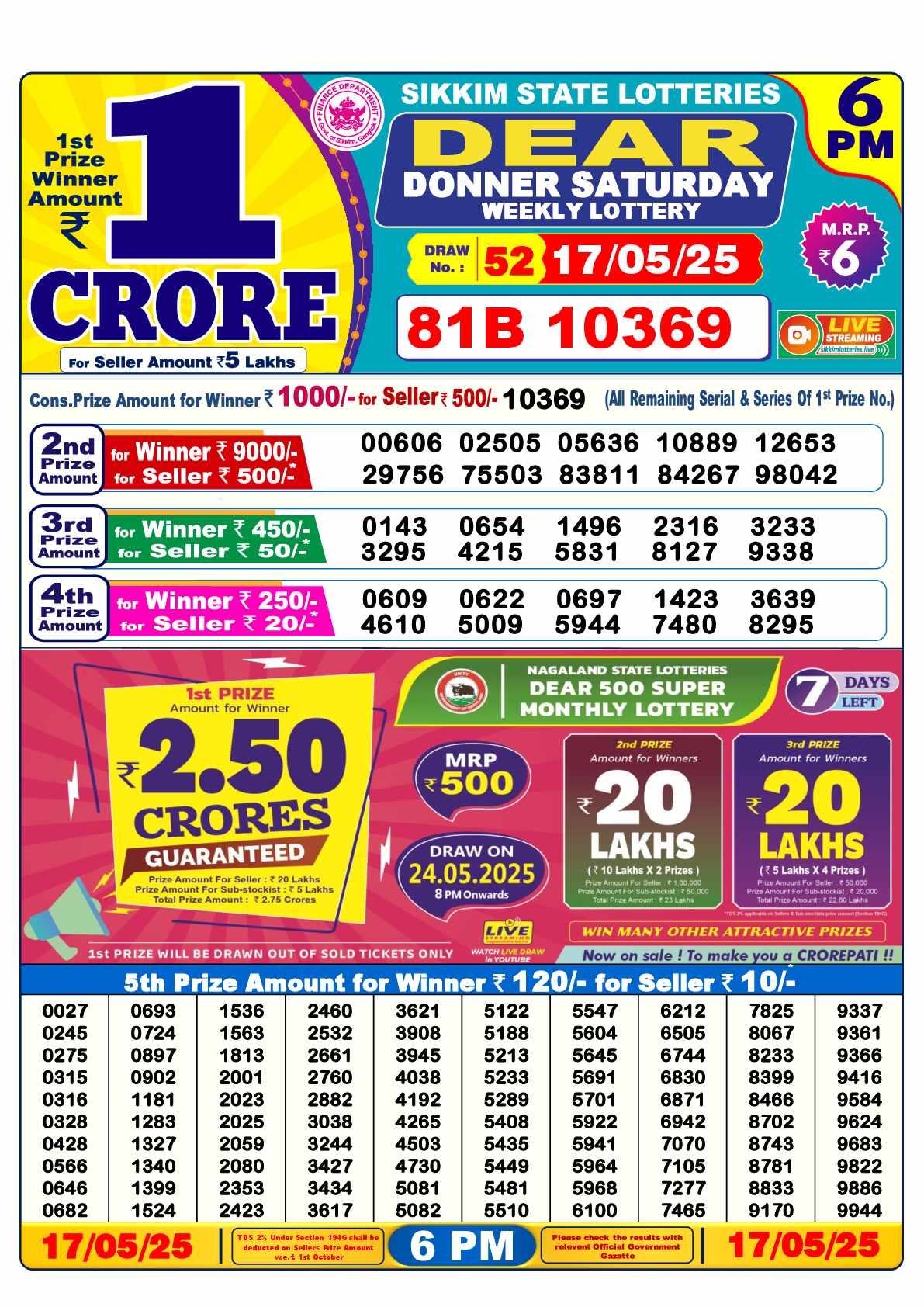 Dear Lottery 17.05.25