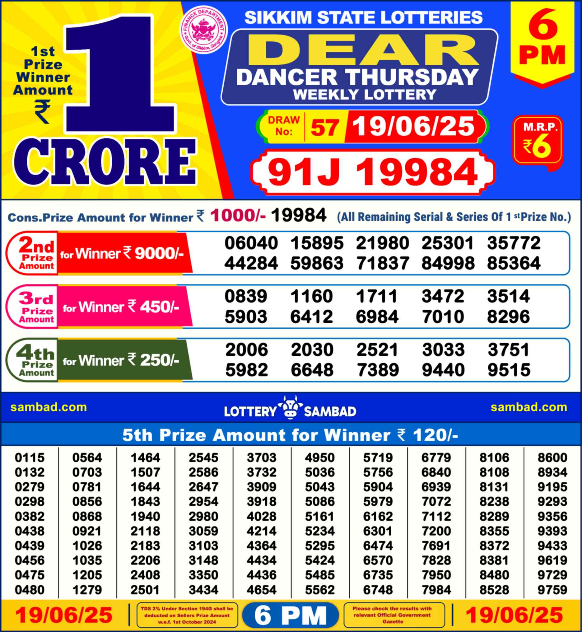 Dear Lottery 19.06.25