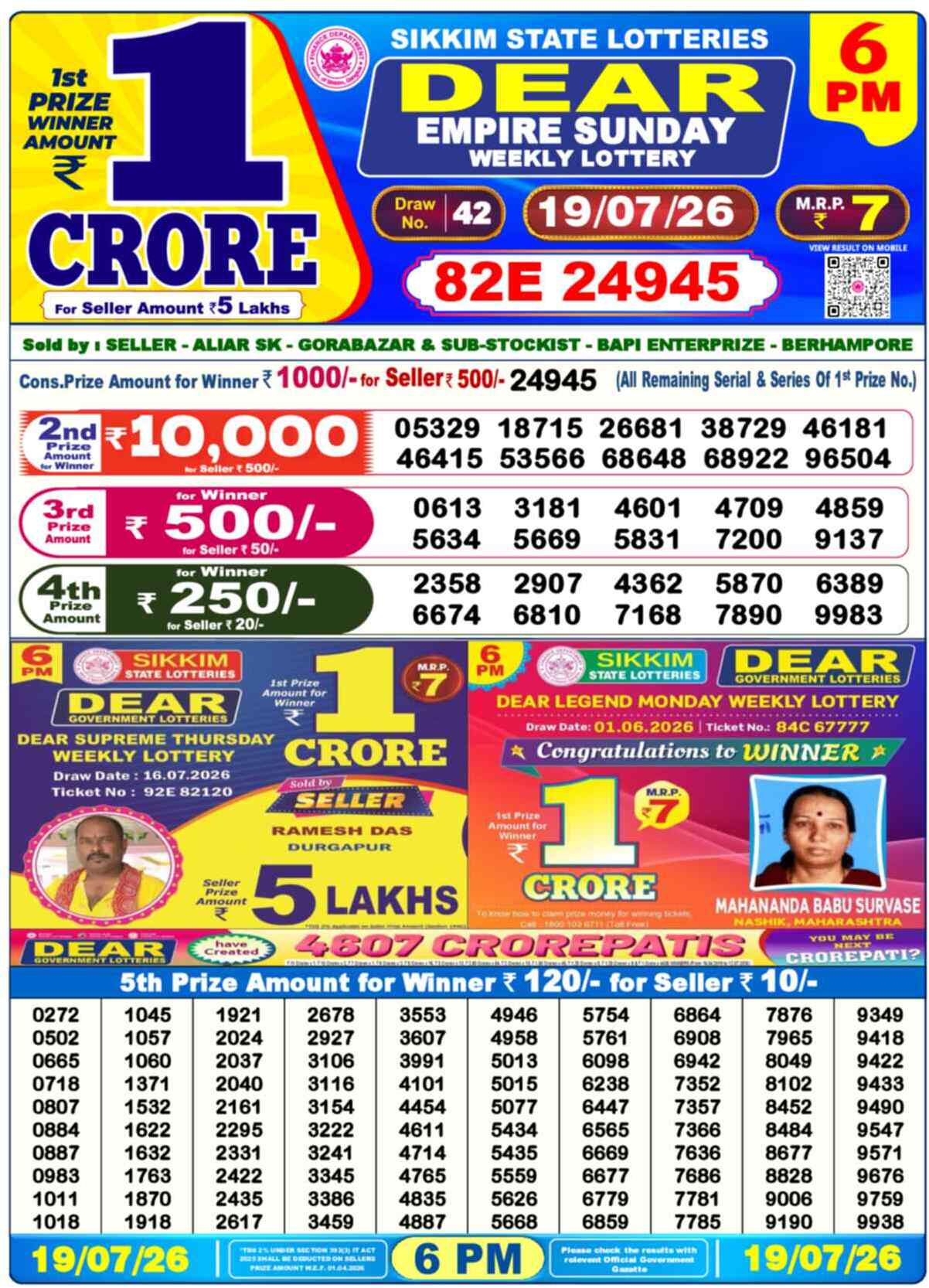 Dear Lottery 19.07.26