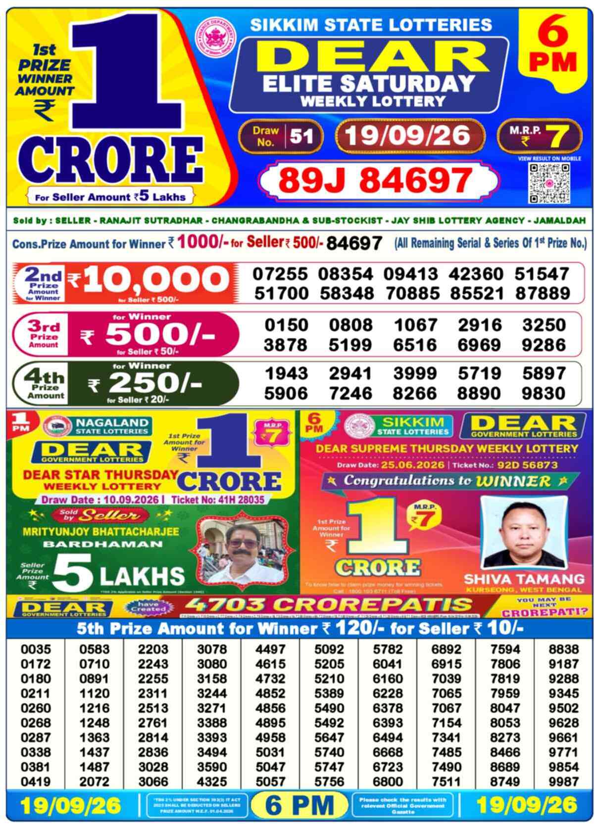 Dear Lottery 19.09.26