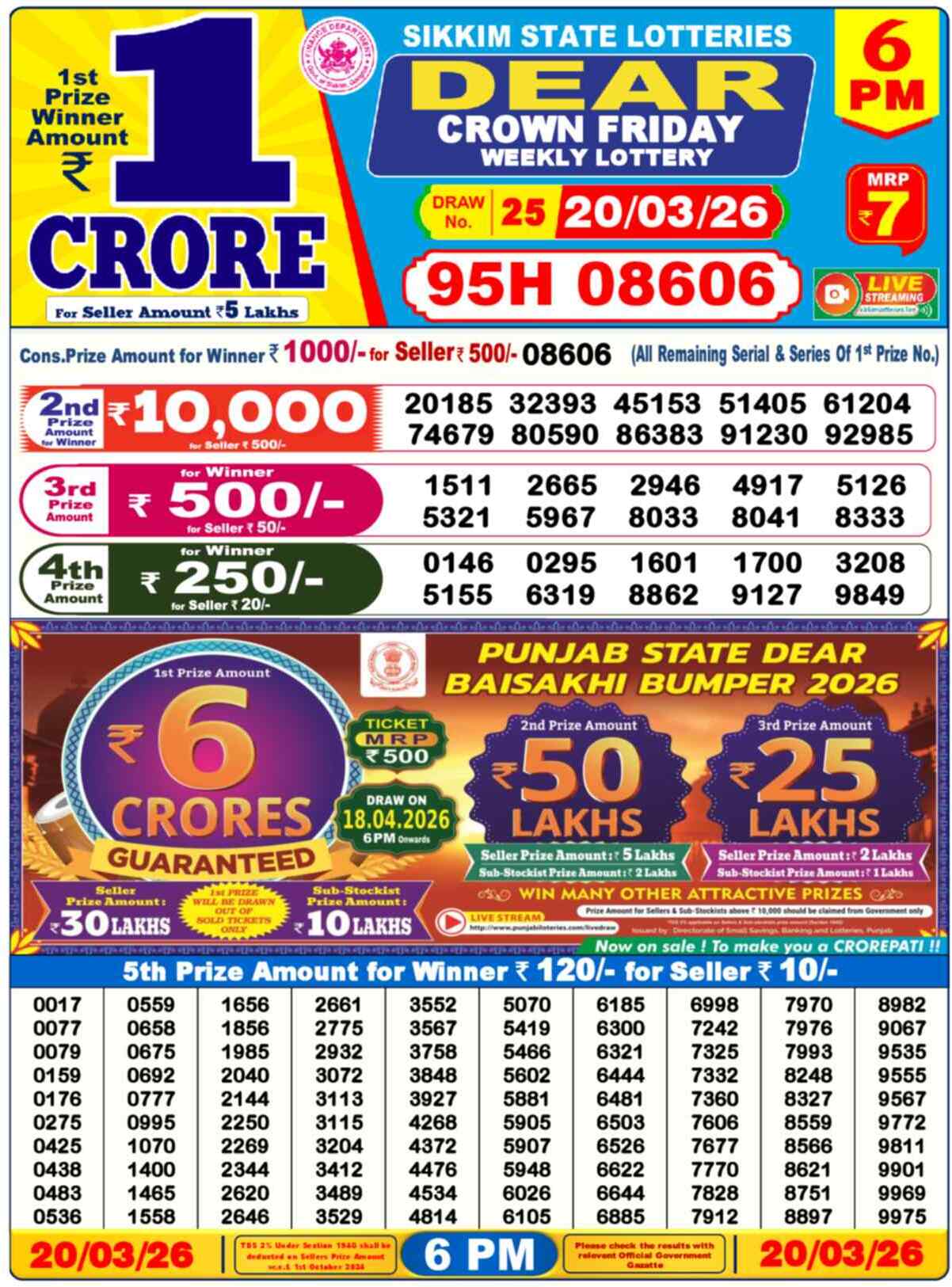 Dear Lottery 20.03.26