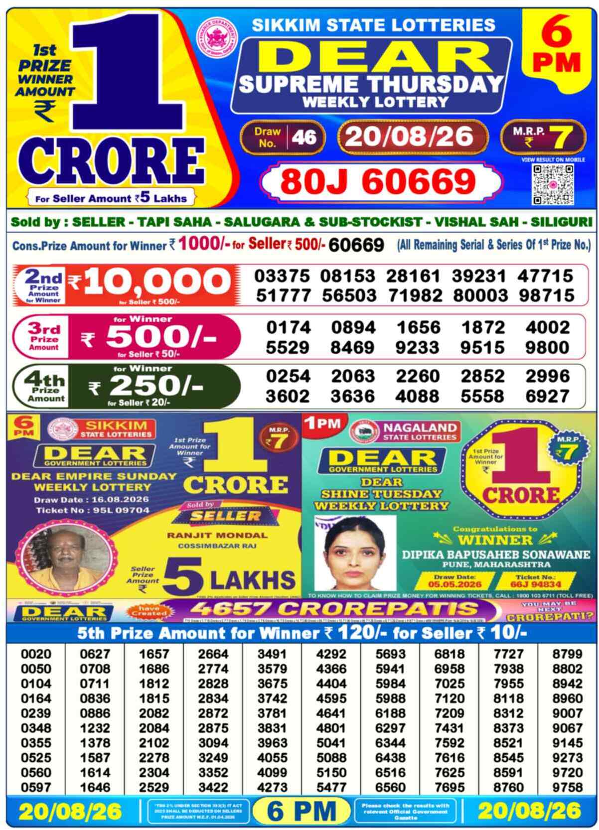 Dear Lottery 20.08.26