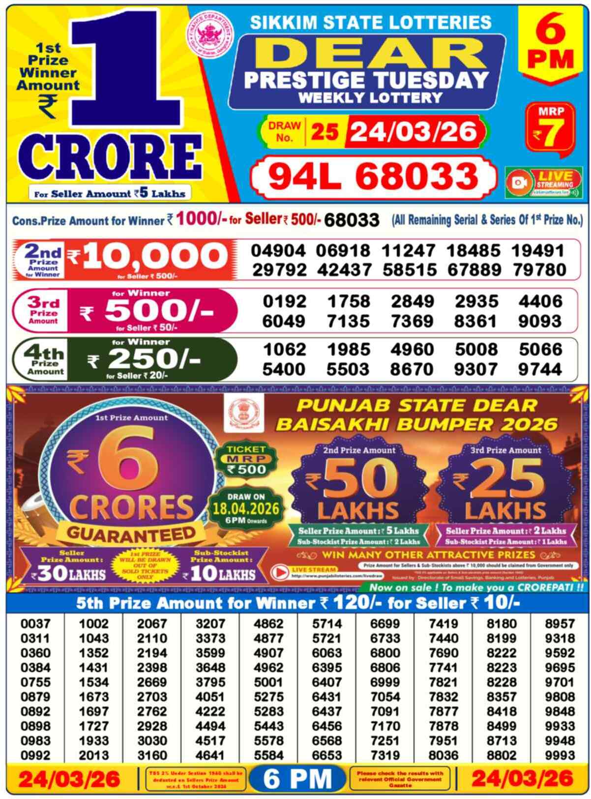 Dear Lottery 24.03.26