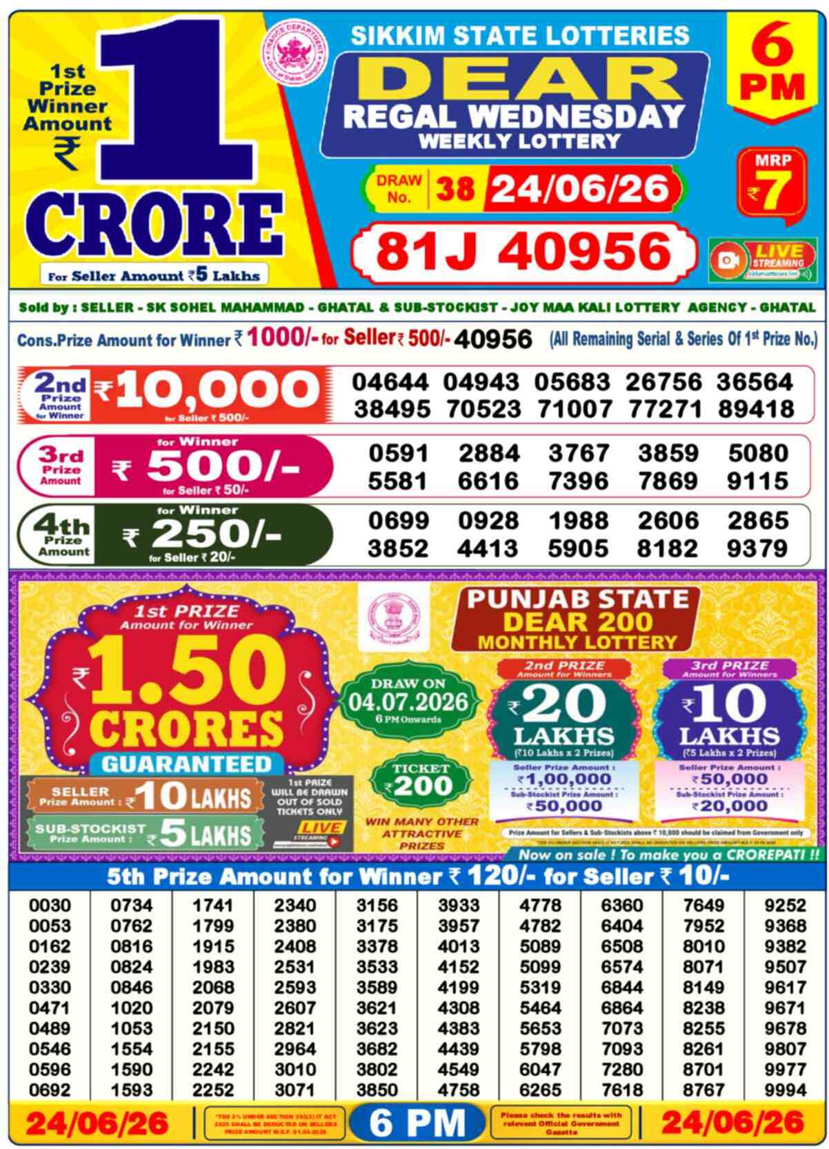 Dear Lottery 24.06.26