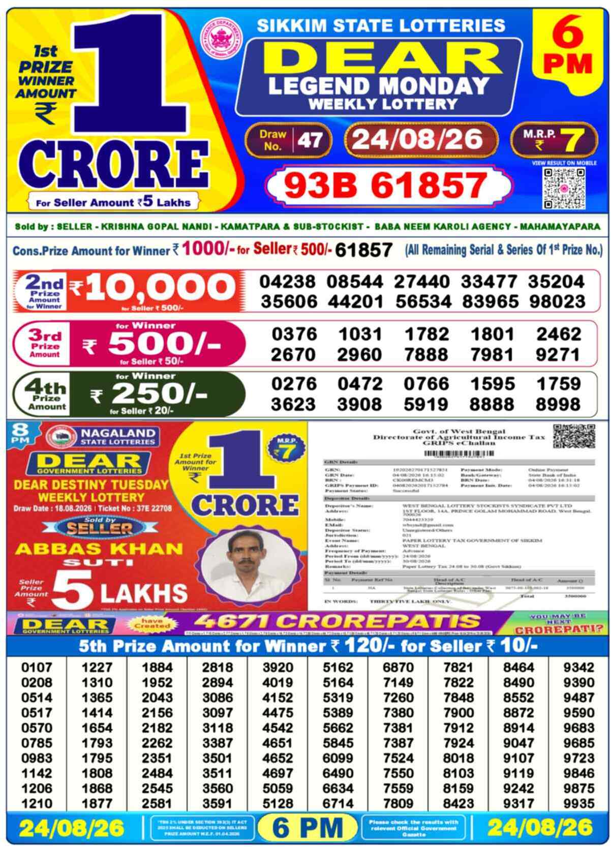 Dear Lottery 24.08.26