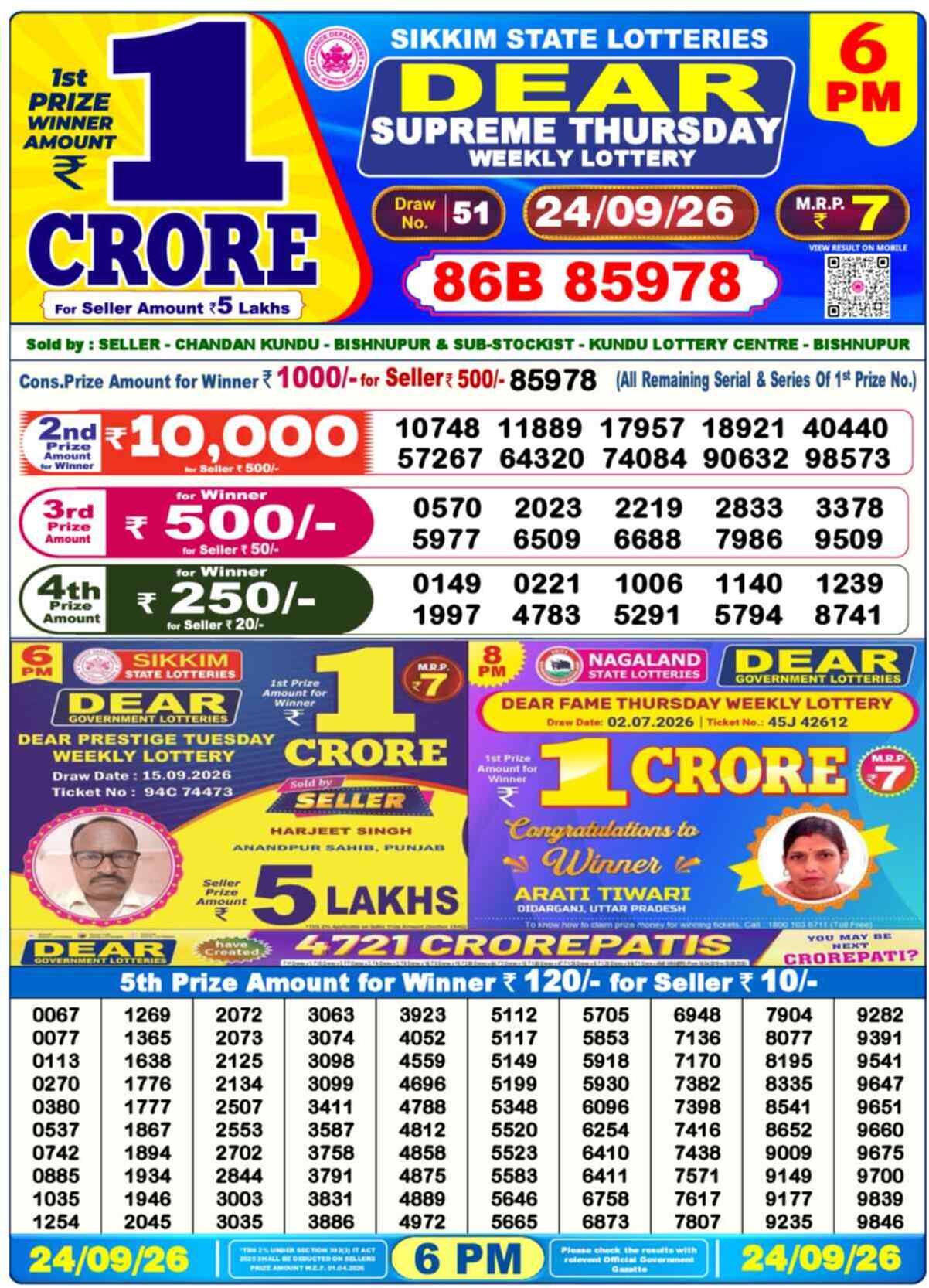 Dear Lottery 24.09.26