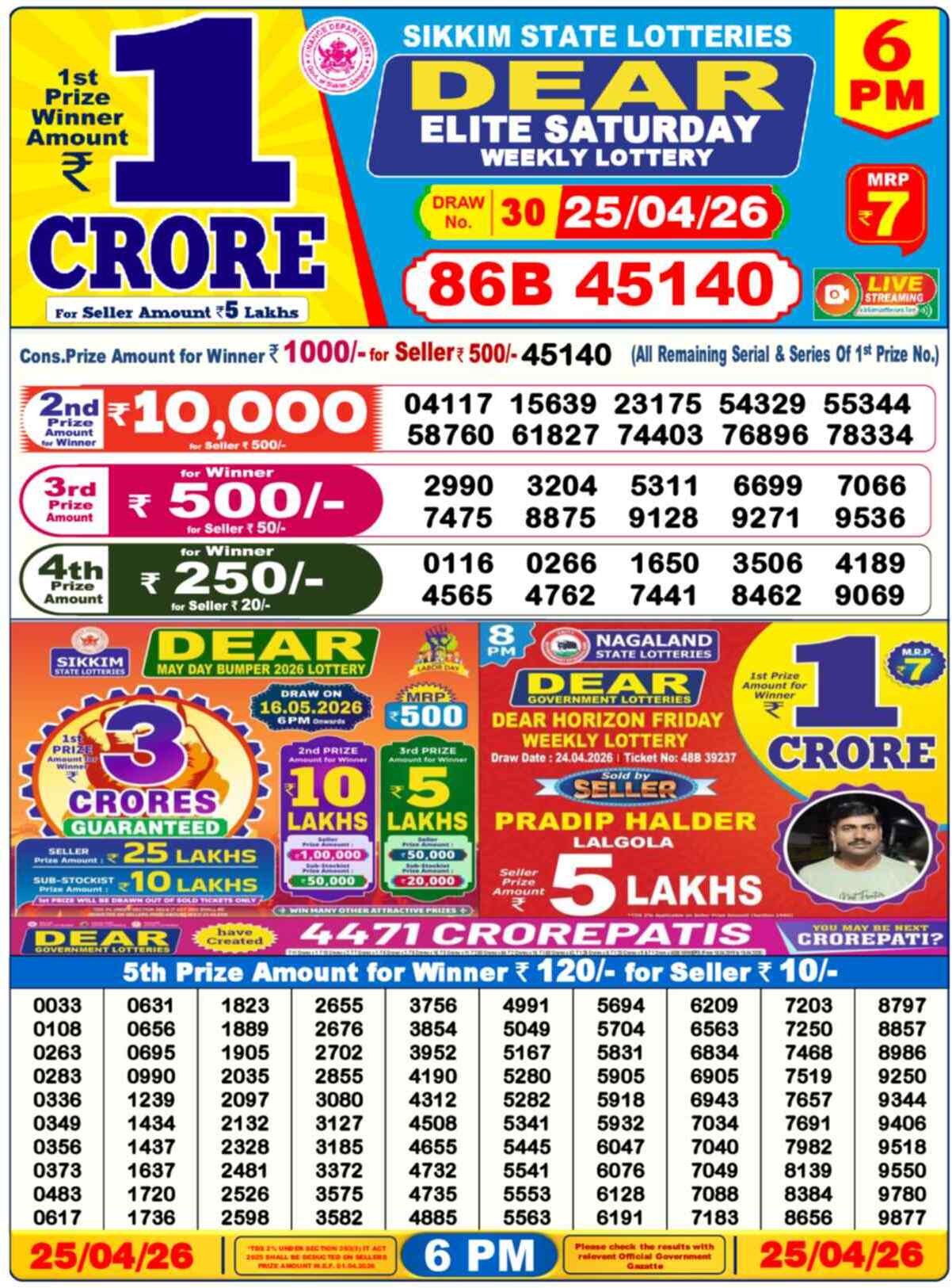 Dear Lottery 25.04.26