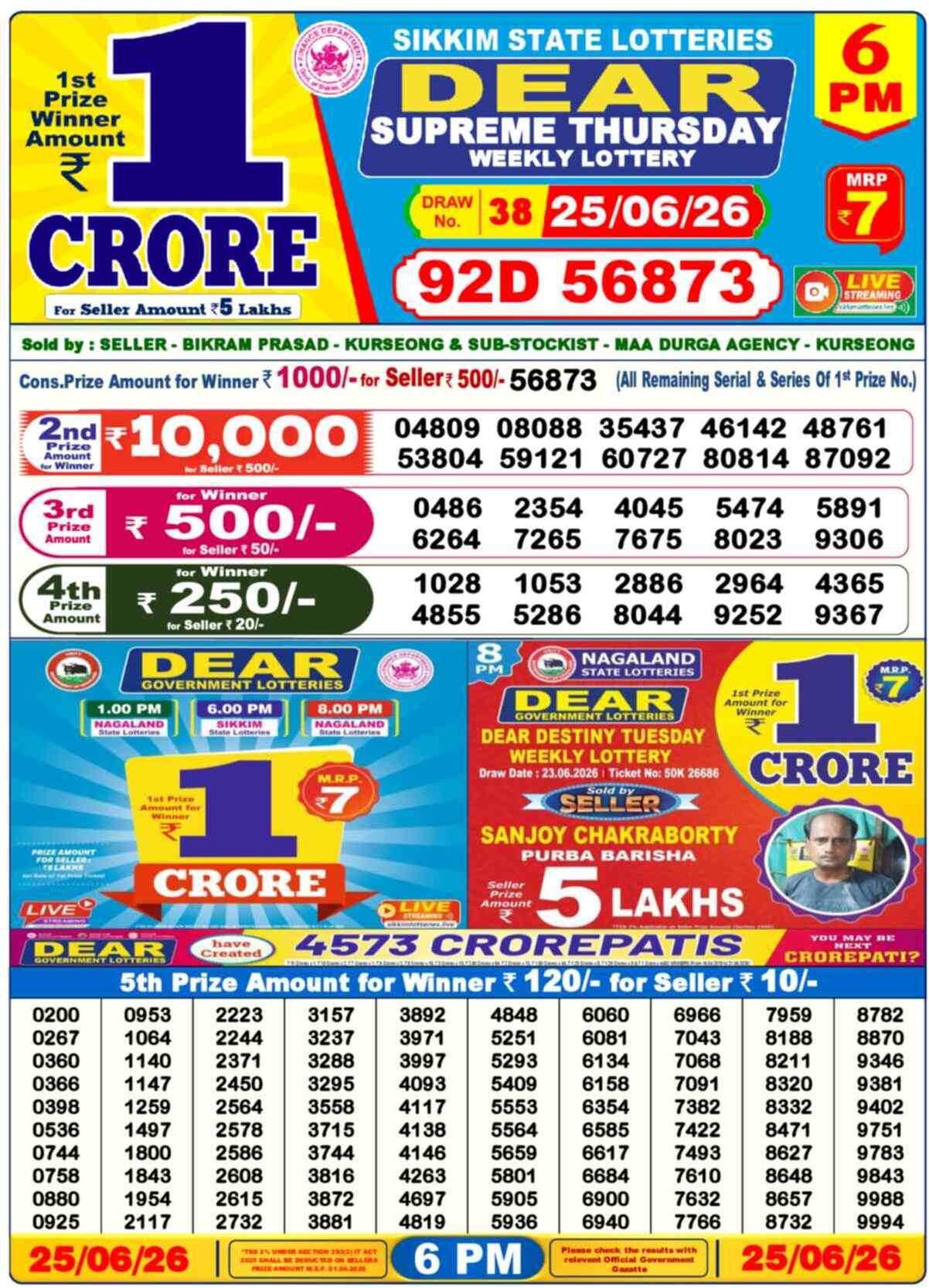 Dear Lottery 25.06.26