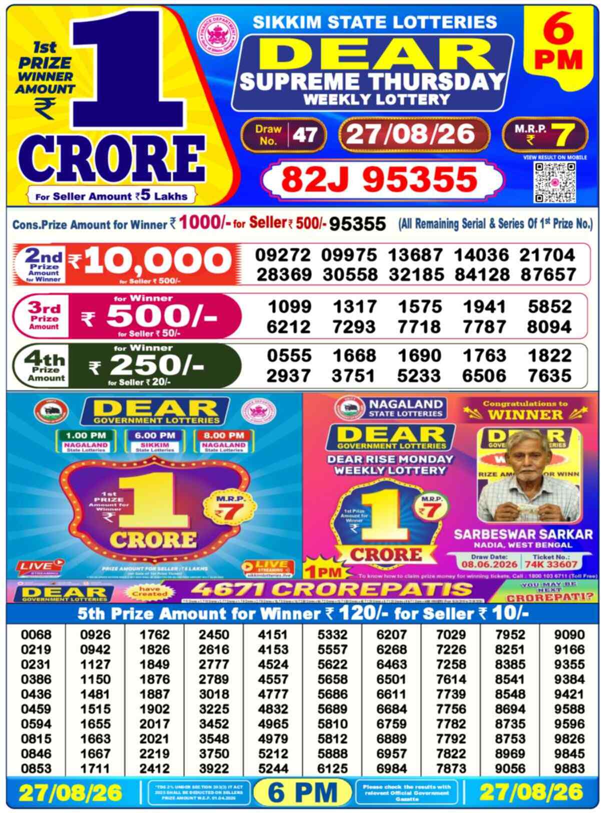 Dear Lottery 27.08.26