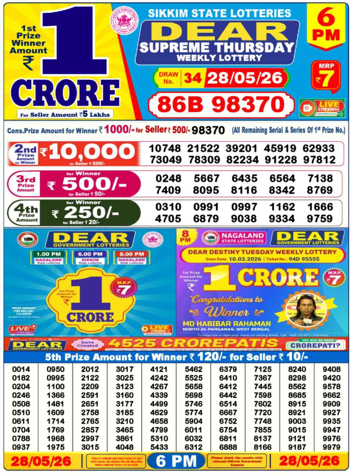 Dear Lottery 28.05.26