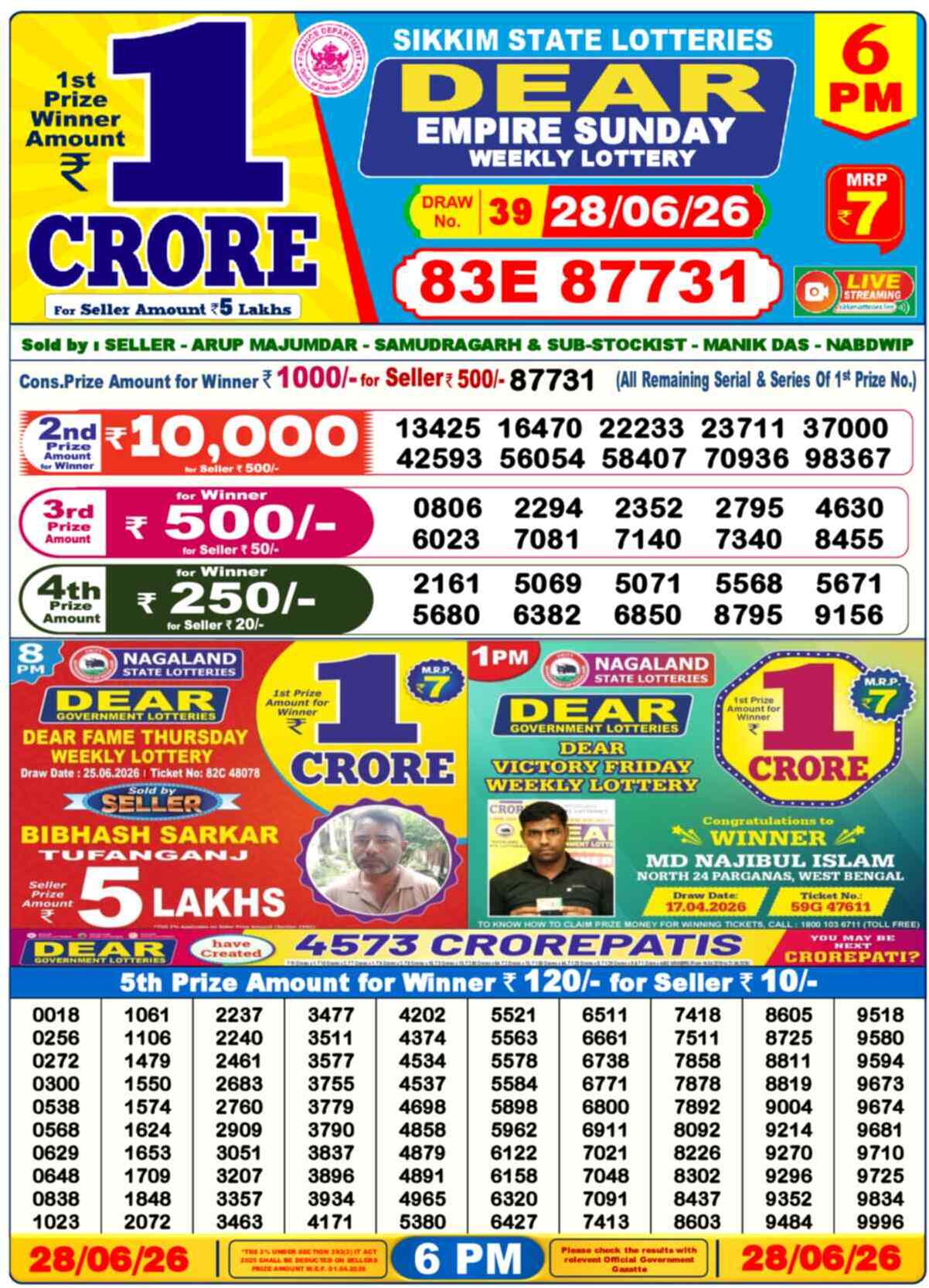 Dear Lottery 28.06.26