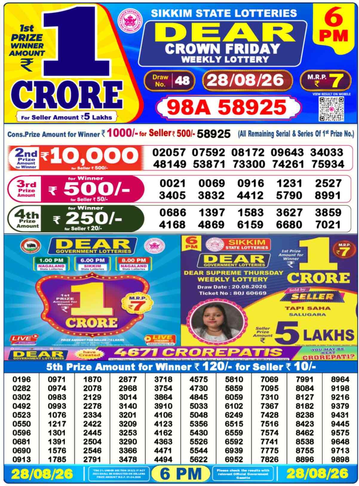 Dear Lottery 28.08.26