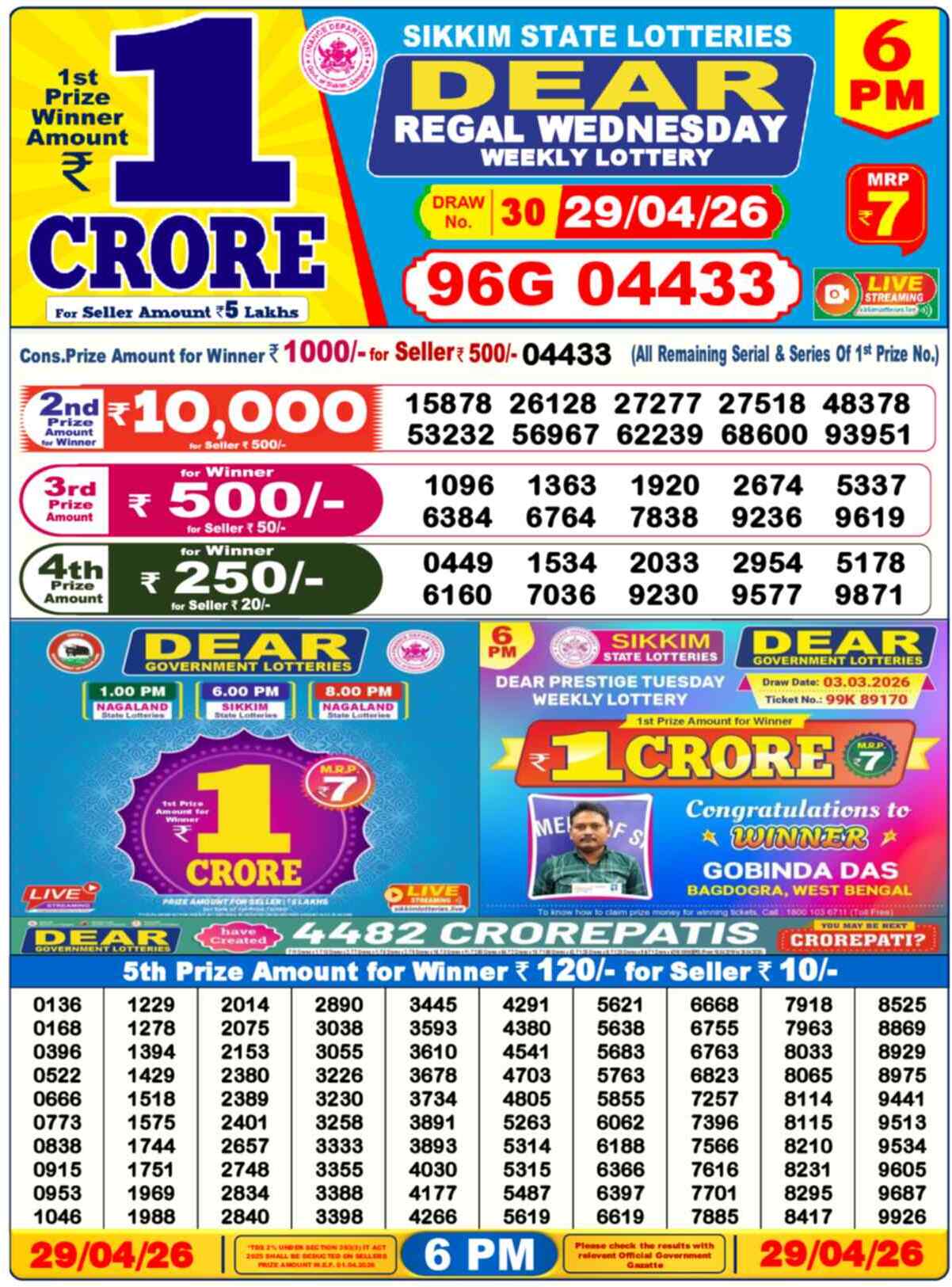 Dear Lottery 29.04.26
