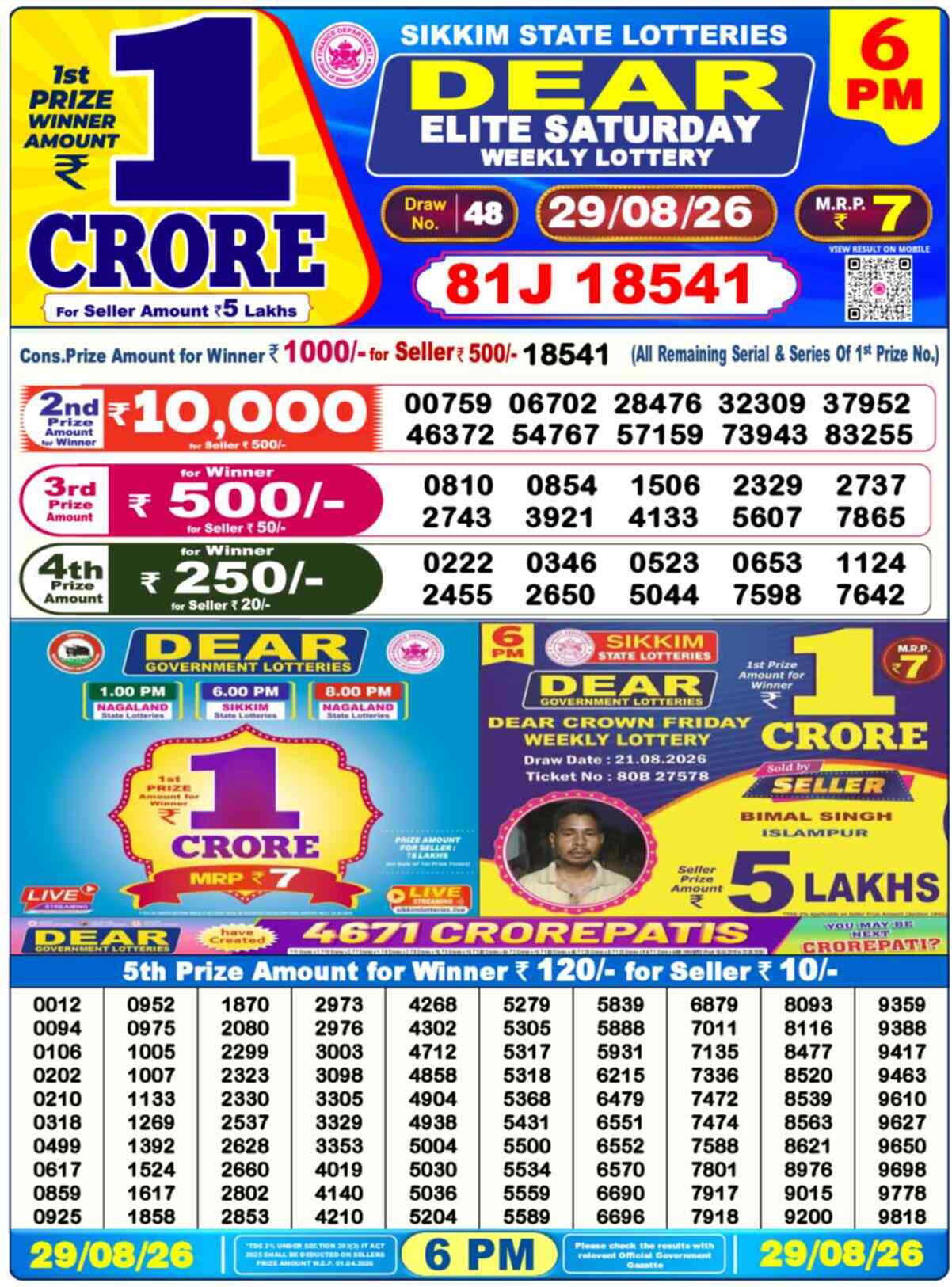 Dear Lottery 29.08.26