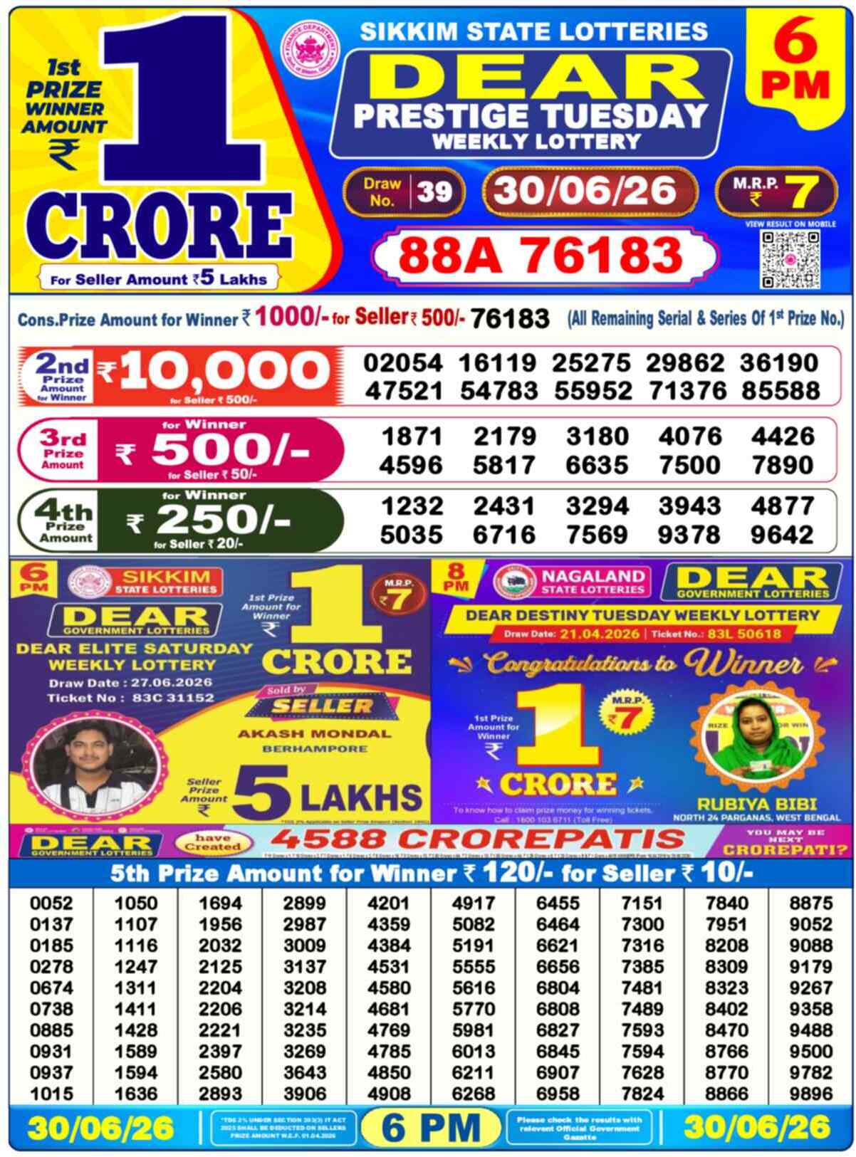 Dear Lottery 30.06.26