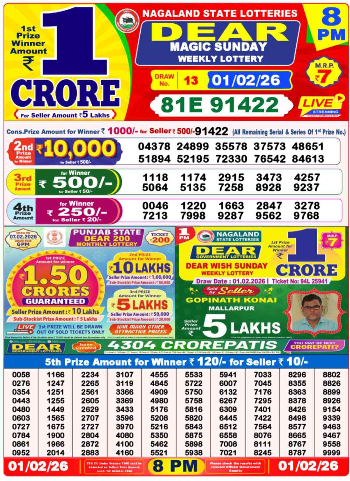 Lottery Sambad 01.02.26