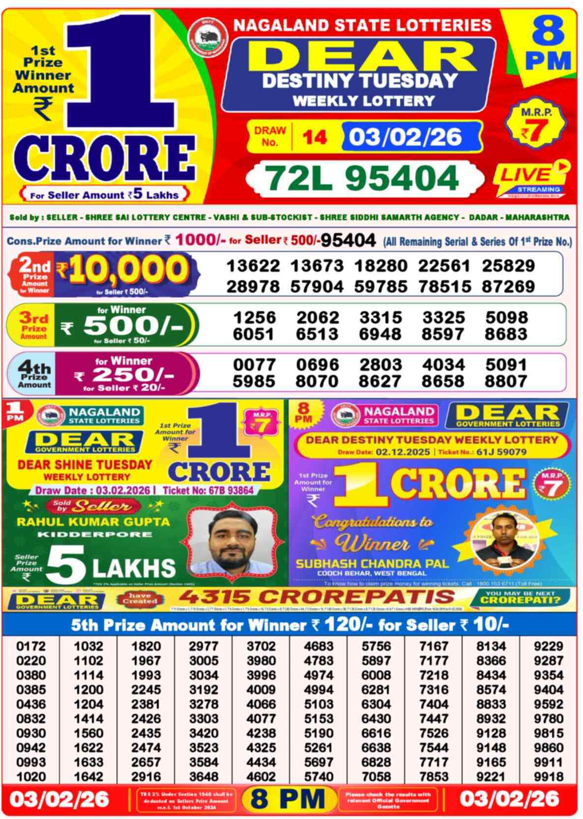 Lottery Sambad 03.02.26