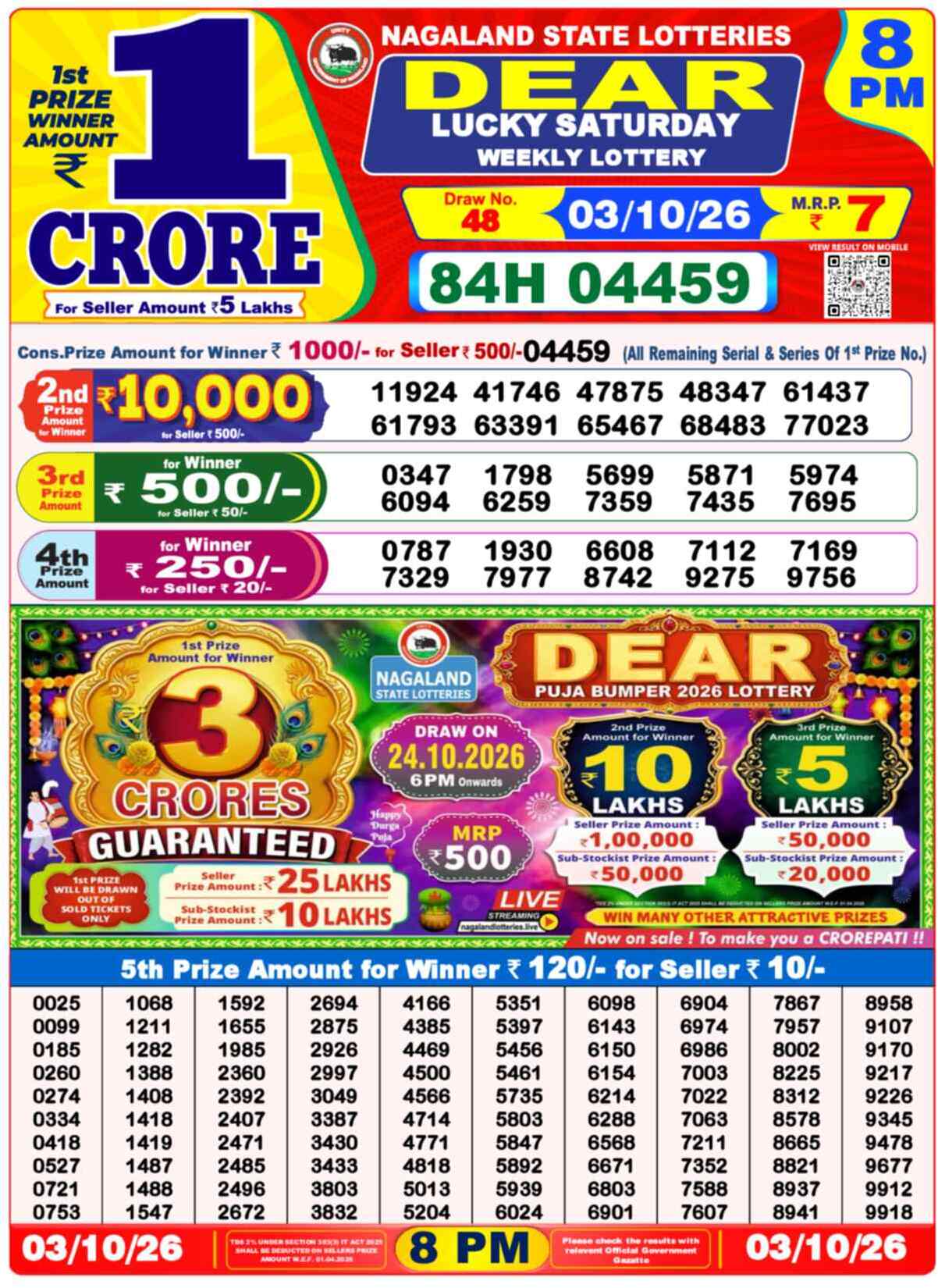Lottery Sambad 03.10.26