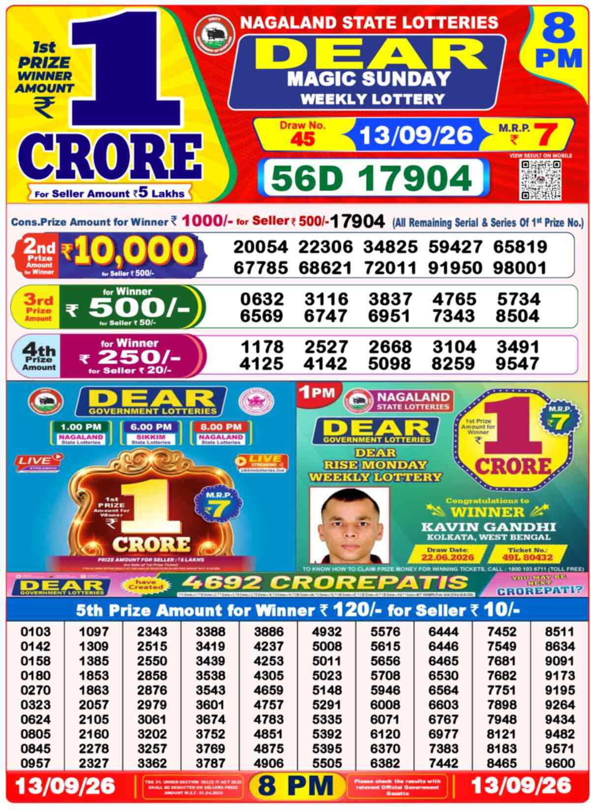 Lottery Sambad 13.09.26