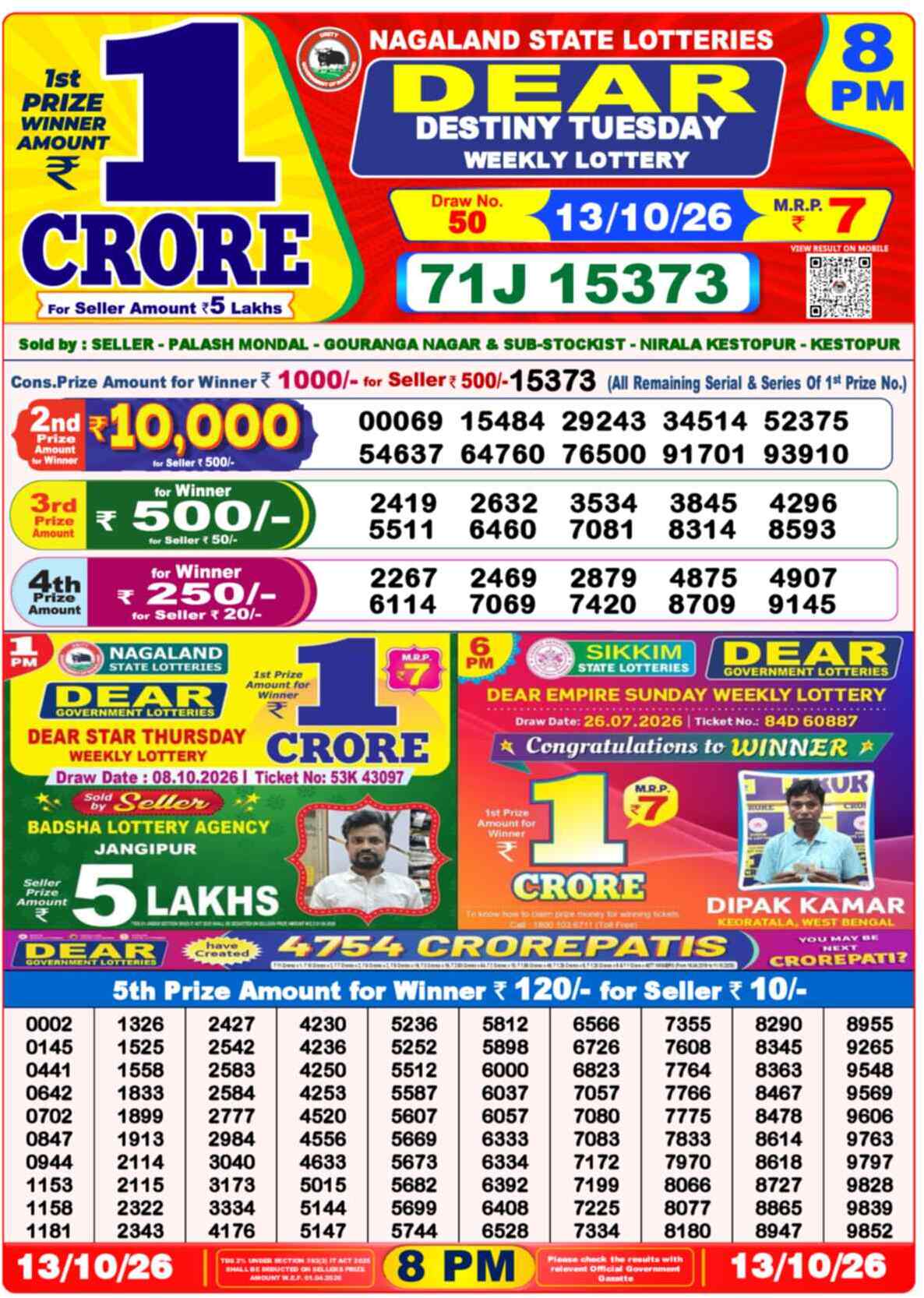 Lottery Sambad 13.10.26