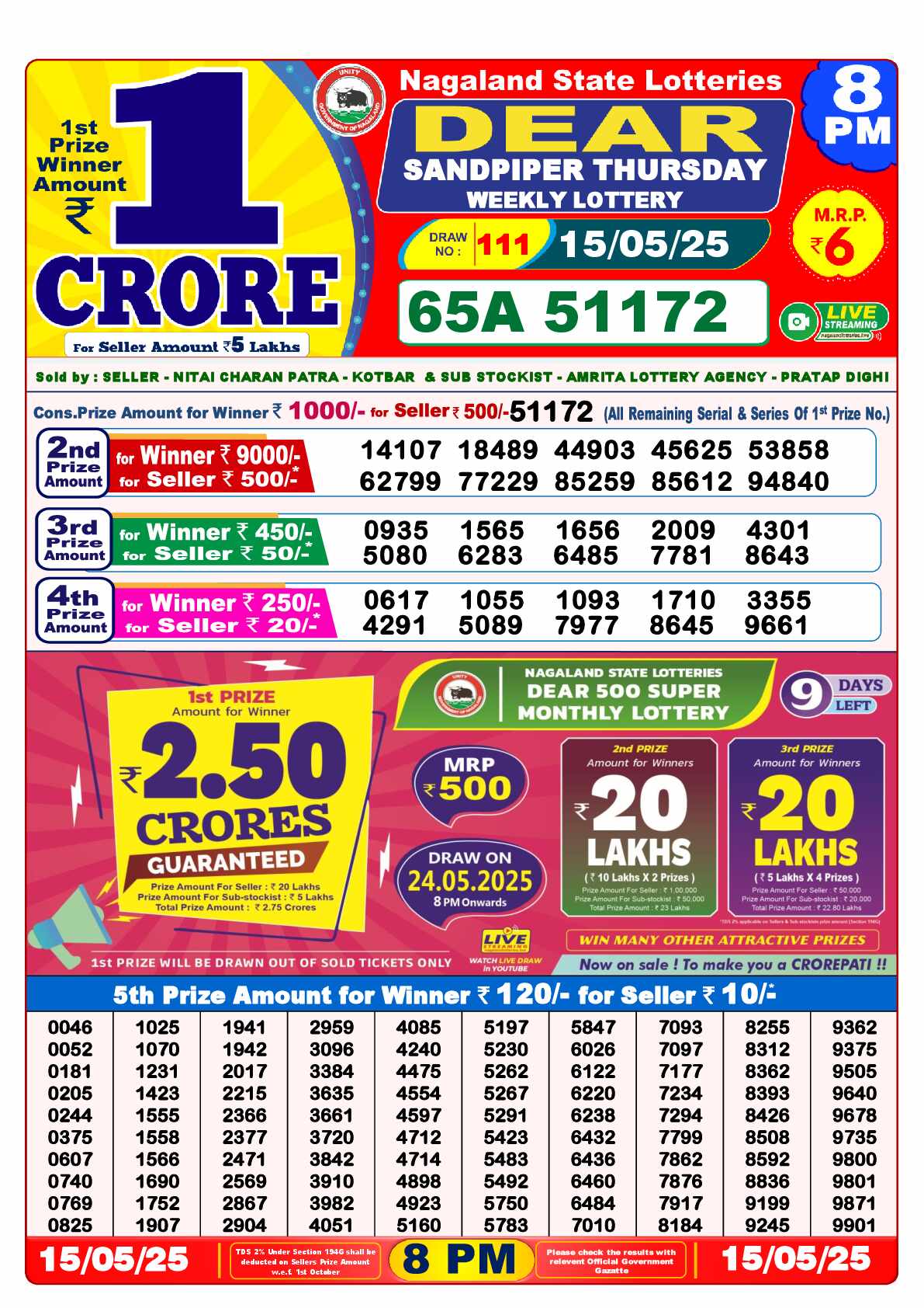 Lottery Sambad 15.05.25