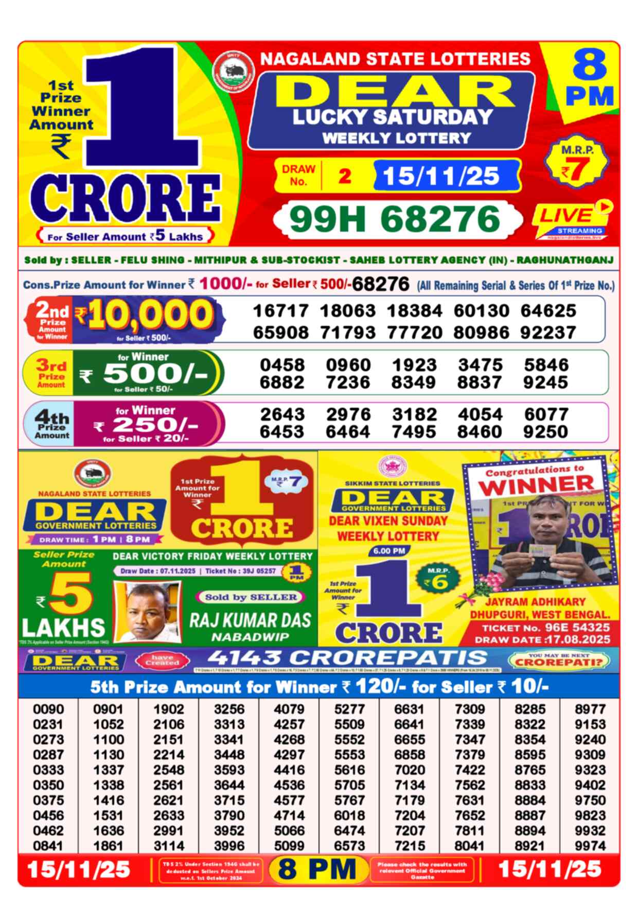 Lottery Sambad 15.11.25