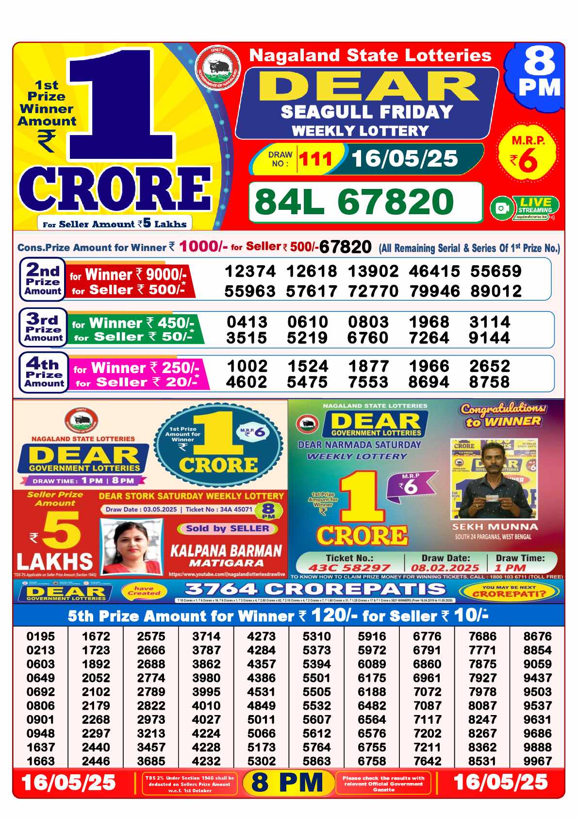 Lottery Sambad 16.05.25