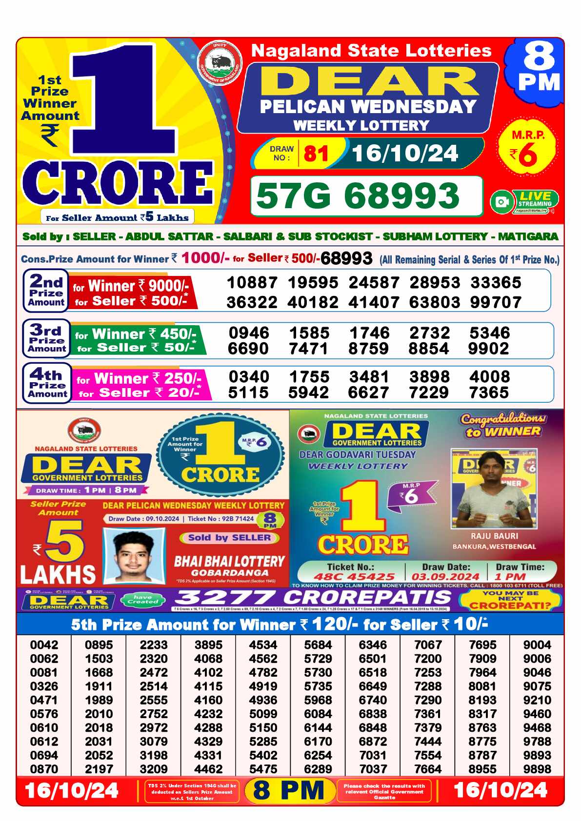 Lottery Sambad 16.10.24