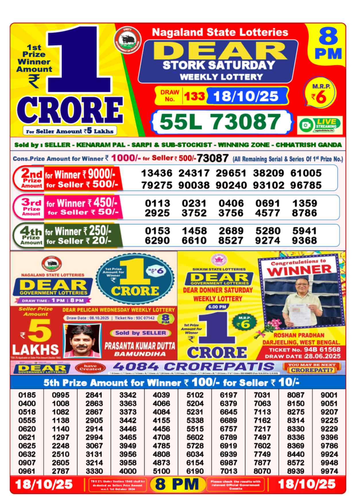 Lottery Sambad 18.10.25