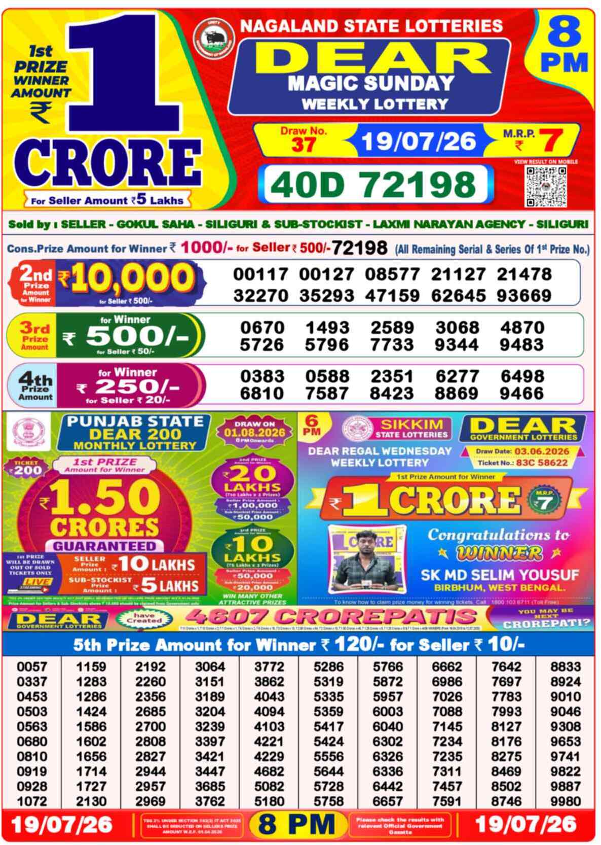 Lottery Sambad 19.07.26