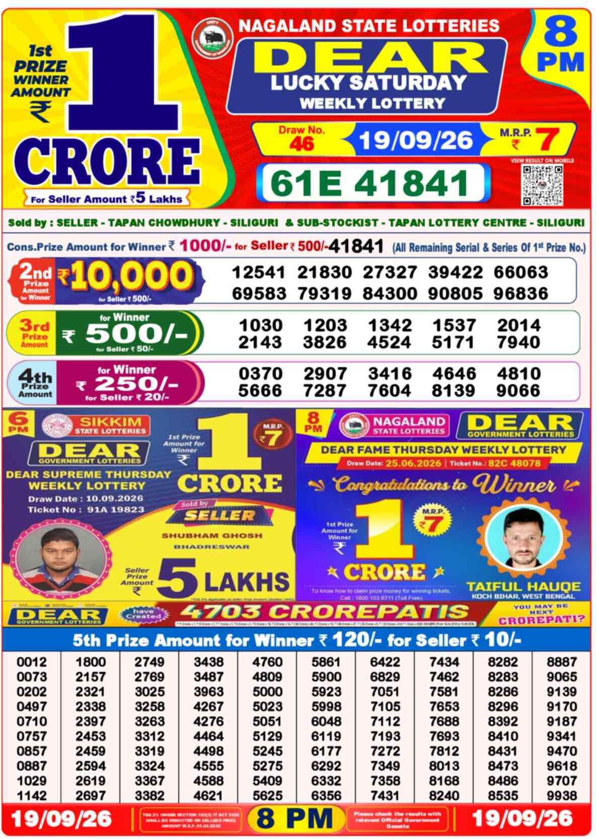 Lottery Sambad 19.09.26