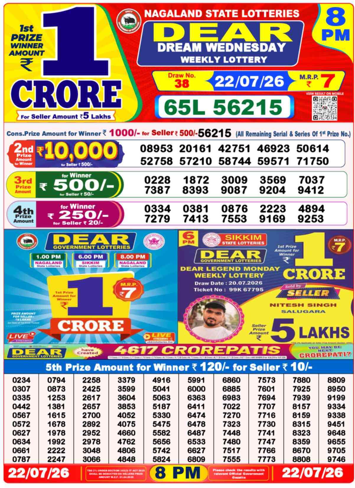Lottery Sambad 22.07.26