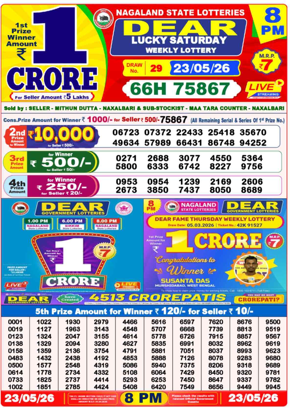 Lottery Sambad 23.05.26