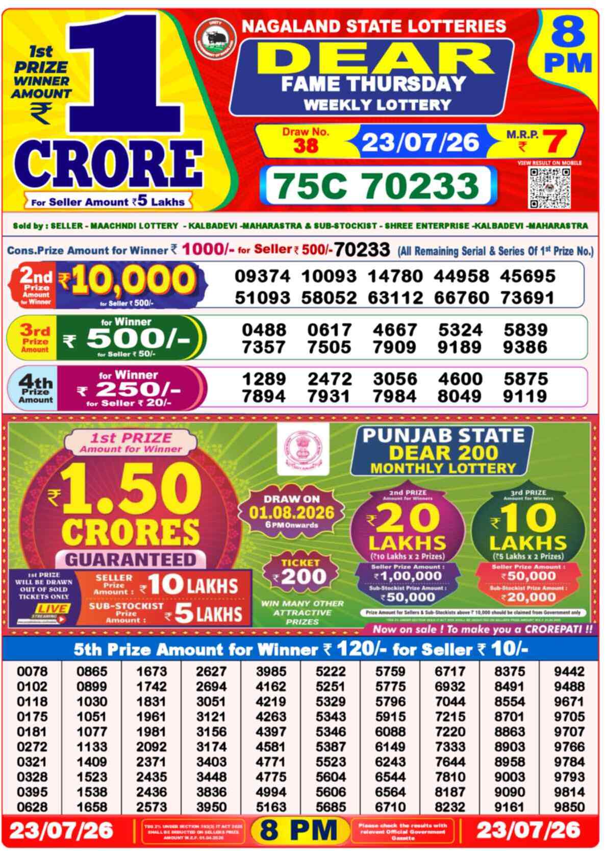 Lottery Sambad 23.07.26