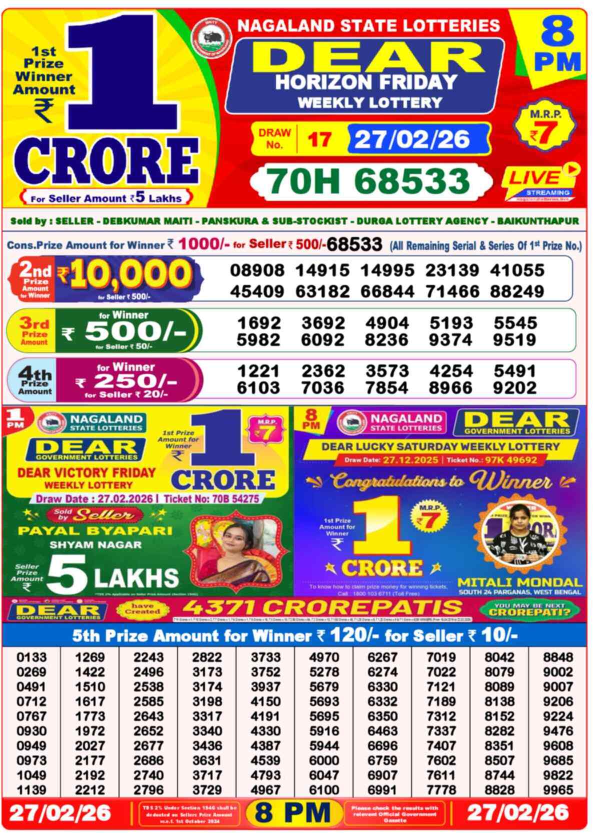 Lottery Sambad 27.02.26